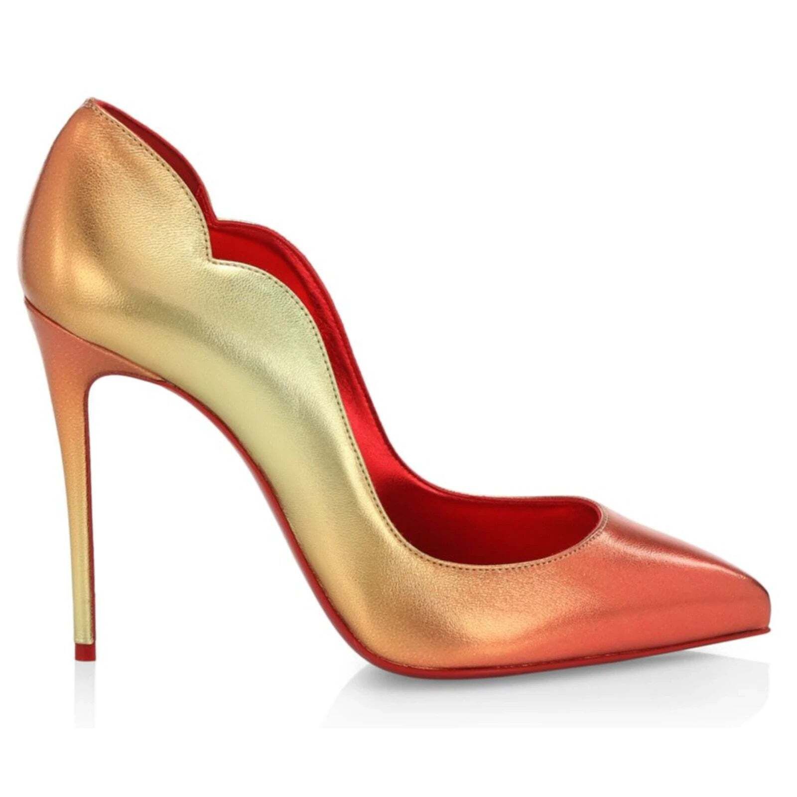 Christian Louboutin Hot Chick 100 Fiamma Orange Leather Pointed Toe Heel Pump 37 Size US 7 / IT 37 - 1 Thumbnail