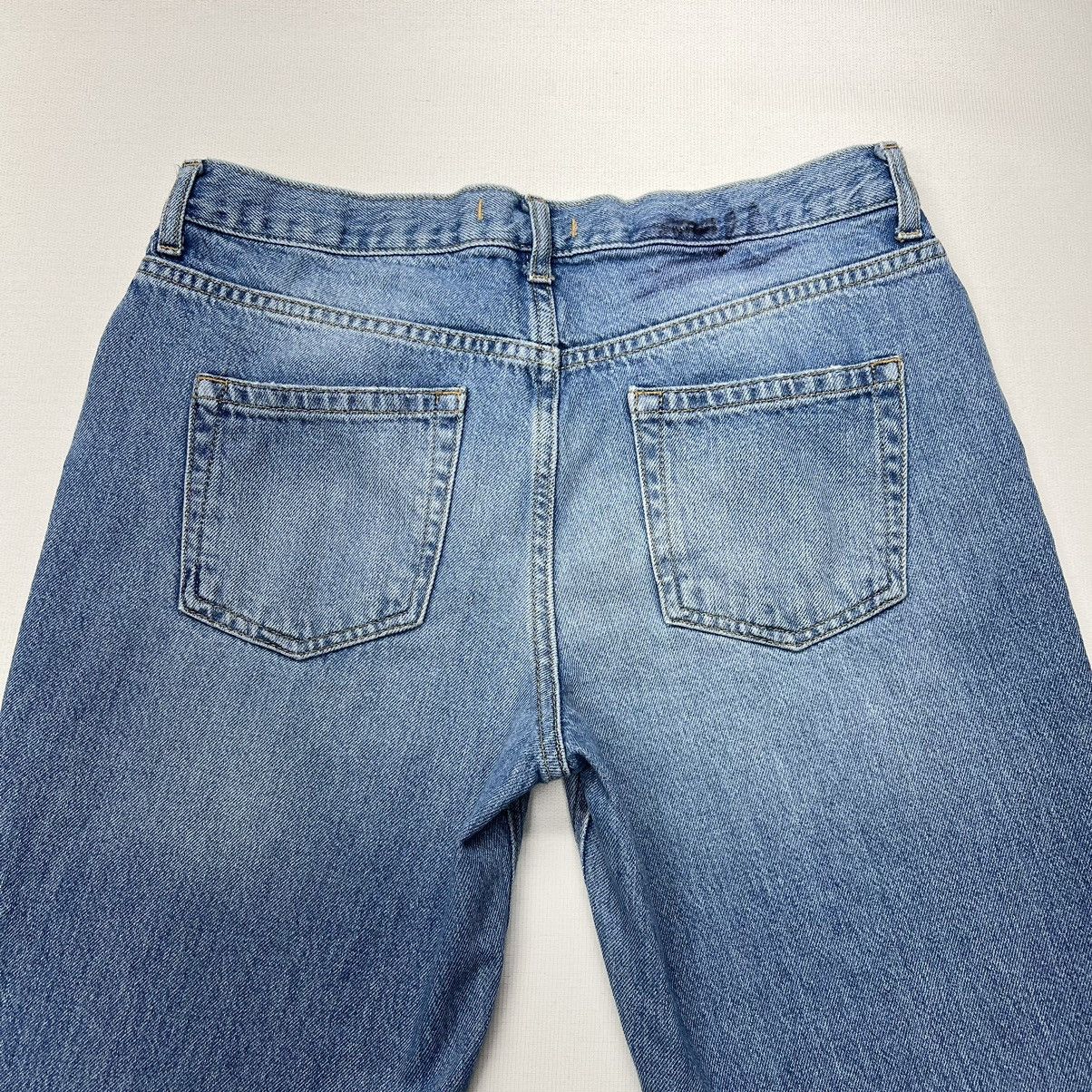 Free People We The Free Jeans Blue Straight Distressed Destroyed Ripped Size 29" - 13 Thumbnail