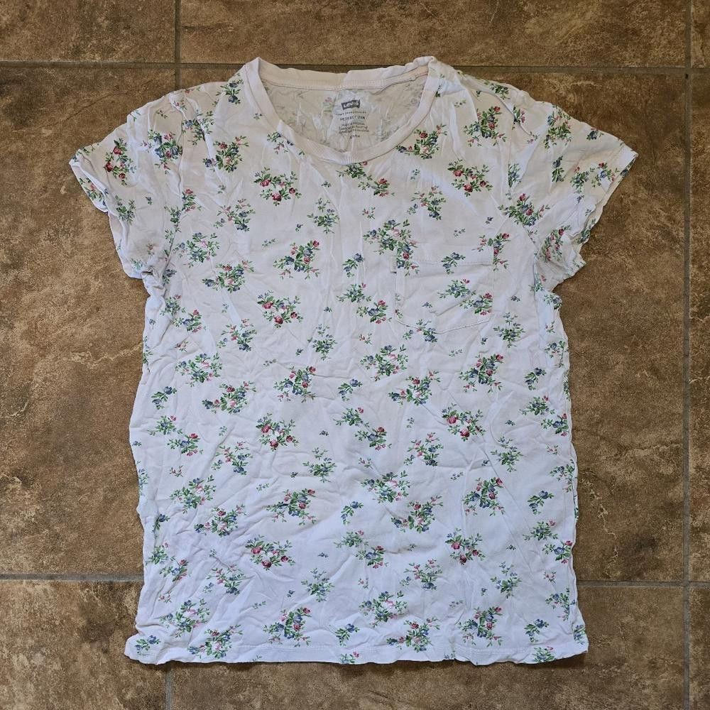 Levi's Light Pink Floral LEVI Short Sleeve Size S / US 4 / IT 40 - 1 Thumbnail