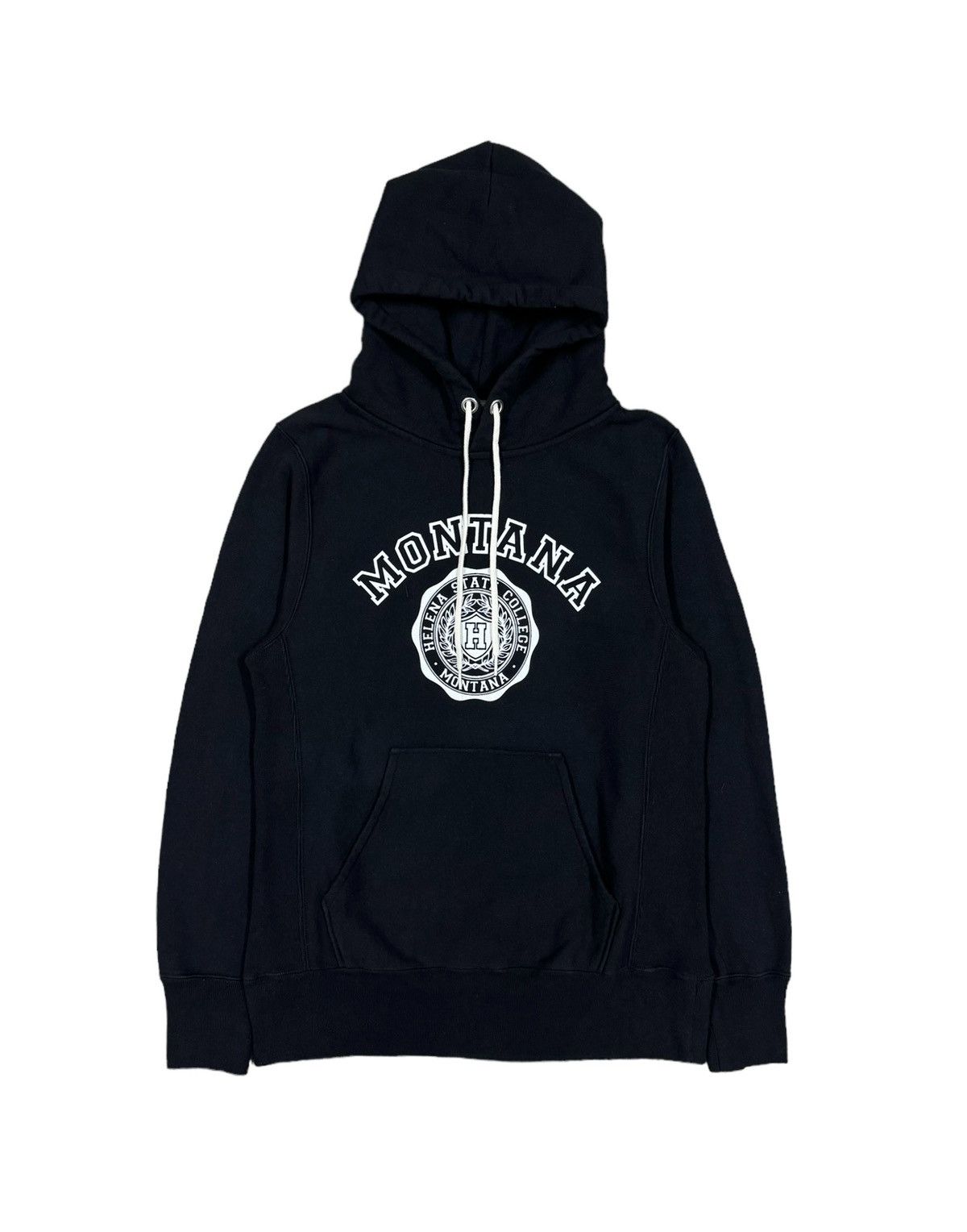 image of Beams Plus x Vintage Vtgbeams Montana Helena State College Reverse Weave Hoddie in Black (Size Medi