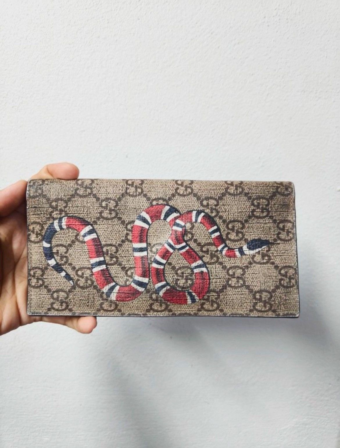 Long Gucci Wallet Snakes Gucci Black Leather Kingsnake Print