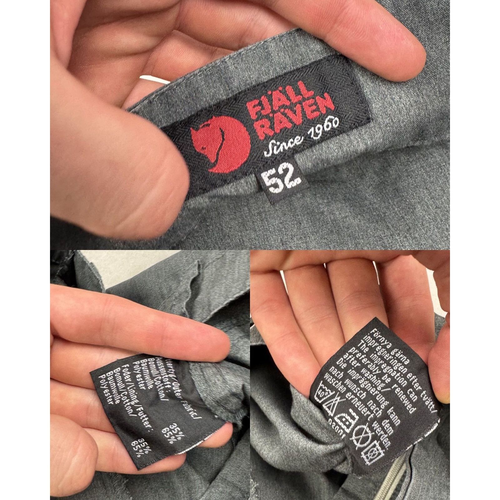 Fjallraven Fjallraven Men's Gray High Rise Straight Leg Cargo Pants 52 Size US 32 / EU 48 - 2 Thumbnail
