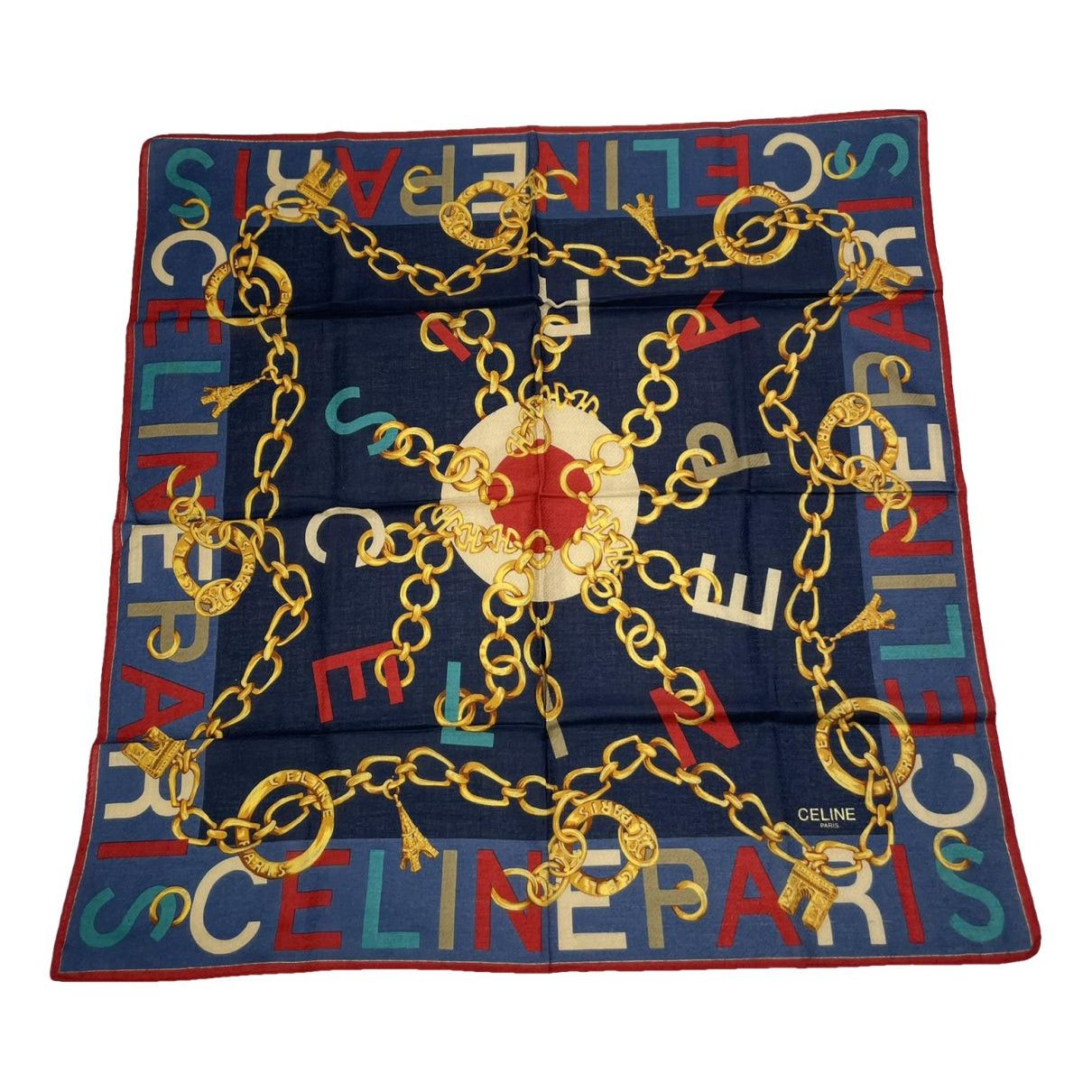 Celine Blue Silk Scarf Size ONE SIZE - 1 Thumbnail