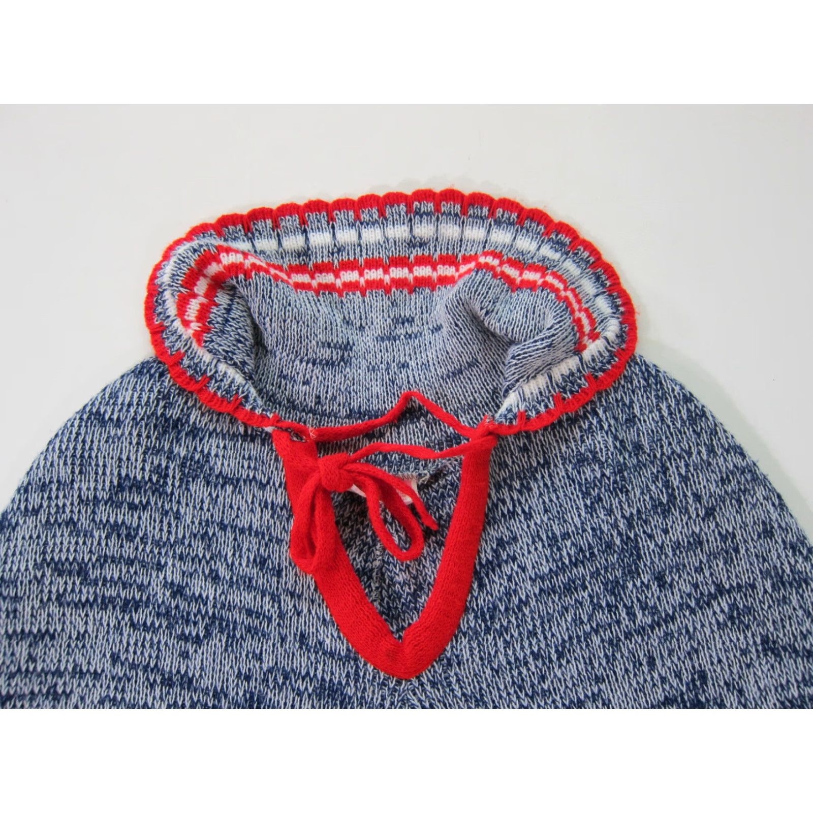 Vintage Vintage Scotch English Red Blue White Knit Collar Pullover Poncho Sweater OS Size ONE SIZE - 4 Thumbnail