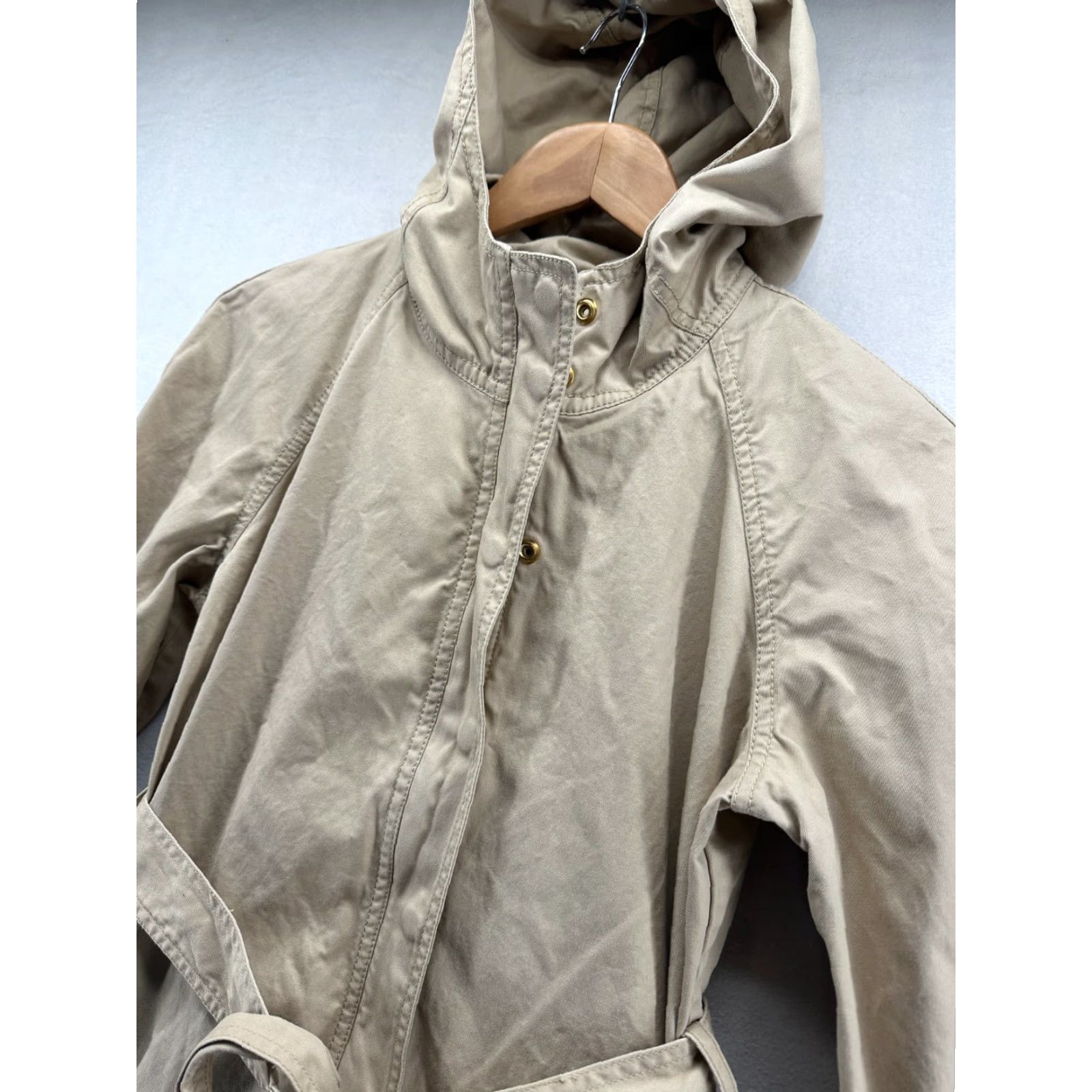 J.Crew VINTAGE? No. J.CREW Trench Coat Coat Women 8 Beige Cotton Hooded Zip Long Sleeve Mid-Length Winter Classic Size M / US 6-8 / IT 42-44 - 3 Thumbnail