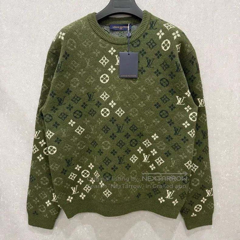 Louis Vuitton Louis Vuitton Monogram green full-print gradient wool swea Size US XXL / EU 58 / 5 - 1 Thumbnail