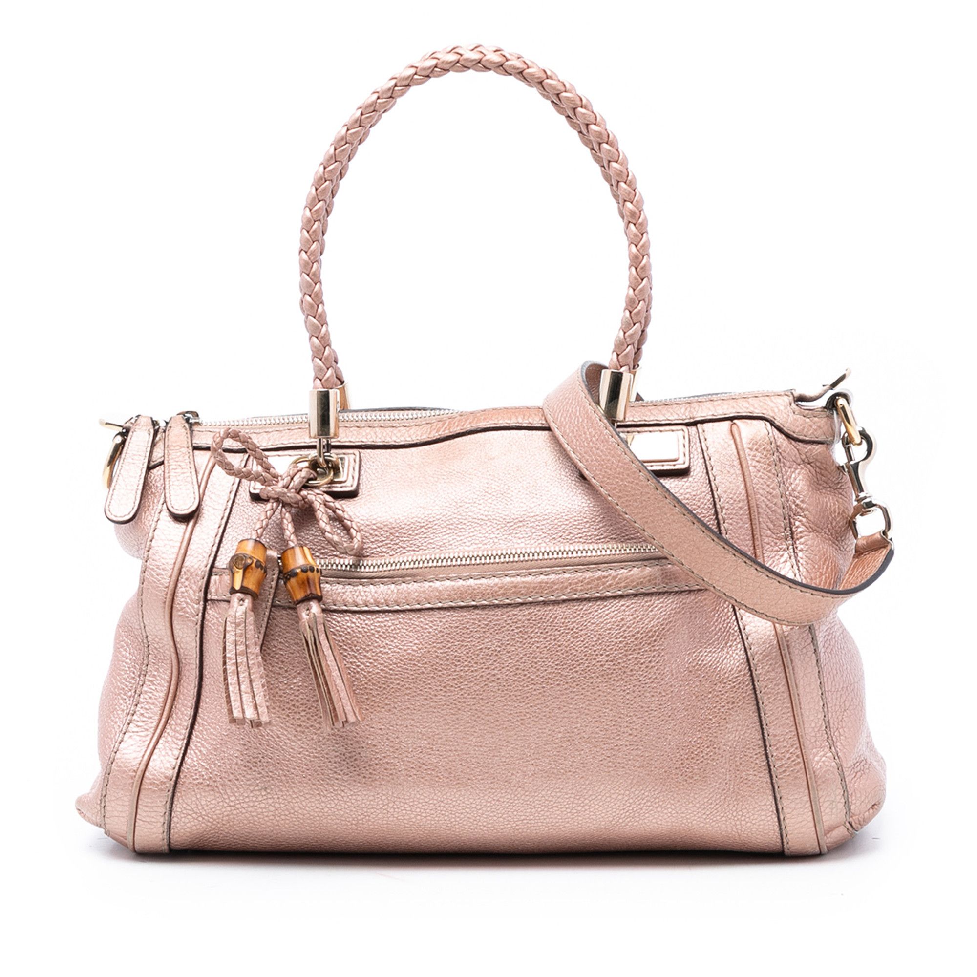 Gucci Gucci Metallic Pebbled Calfskin Bella Satchel Size ONE SIZE - 1 Thumbnail