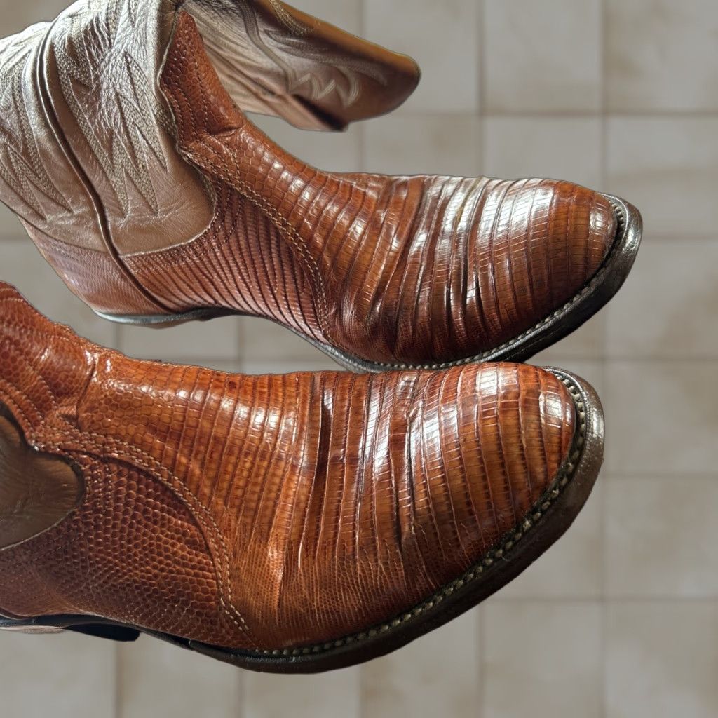 Skin Nacona Boots Lizard Skin Western Cowboy Boot Size 5.5 Congac Leather Women’s Unisex Adults Size US 5.5 / IT 35.5 - 1 Thumbnail