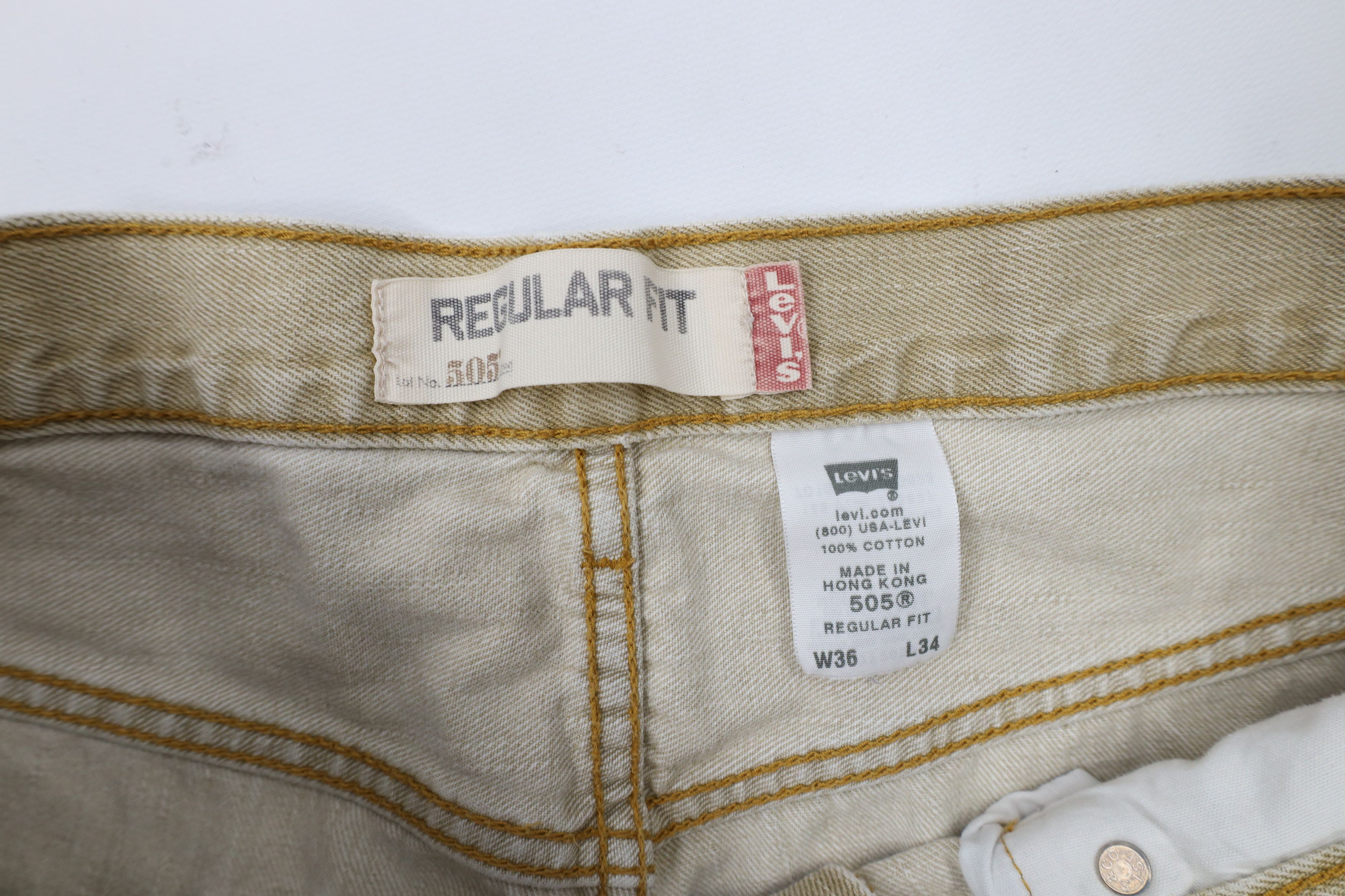 Levi's × Vintage Vintage Y2K Levis 505 Regular Fit Denim Jeans Beige Tan Size US 34 / EU 50 - 9 Thumbnail