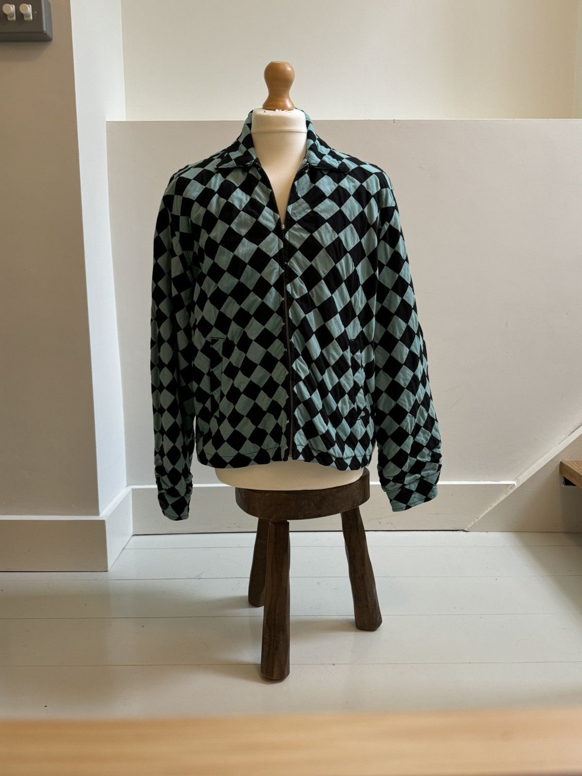 Bode BODE Light Blue & Black Diamond Checkerboard Jacket Size US M / EU 48-50 / 2 - 2 Thumbnail