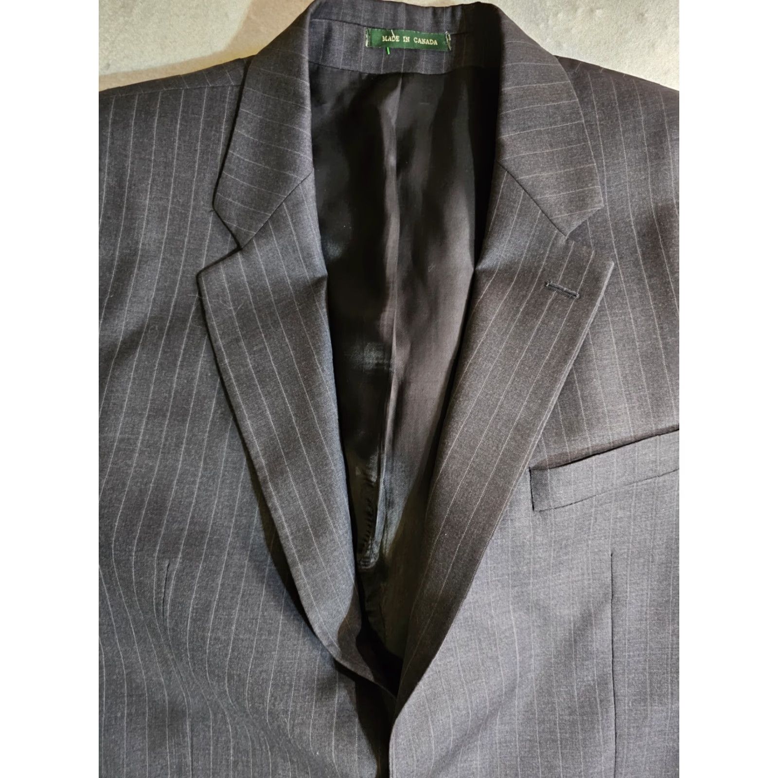 Ralph Lauren VINTAGE Lauren By RALPH LAUREN 100% Wool Grey Pin Striped 2pc Suit Mens 44 Long 38x32 Pants Size 44R - 3 Thumbnail