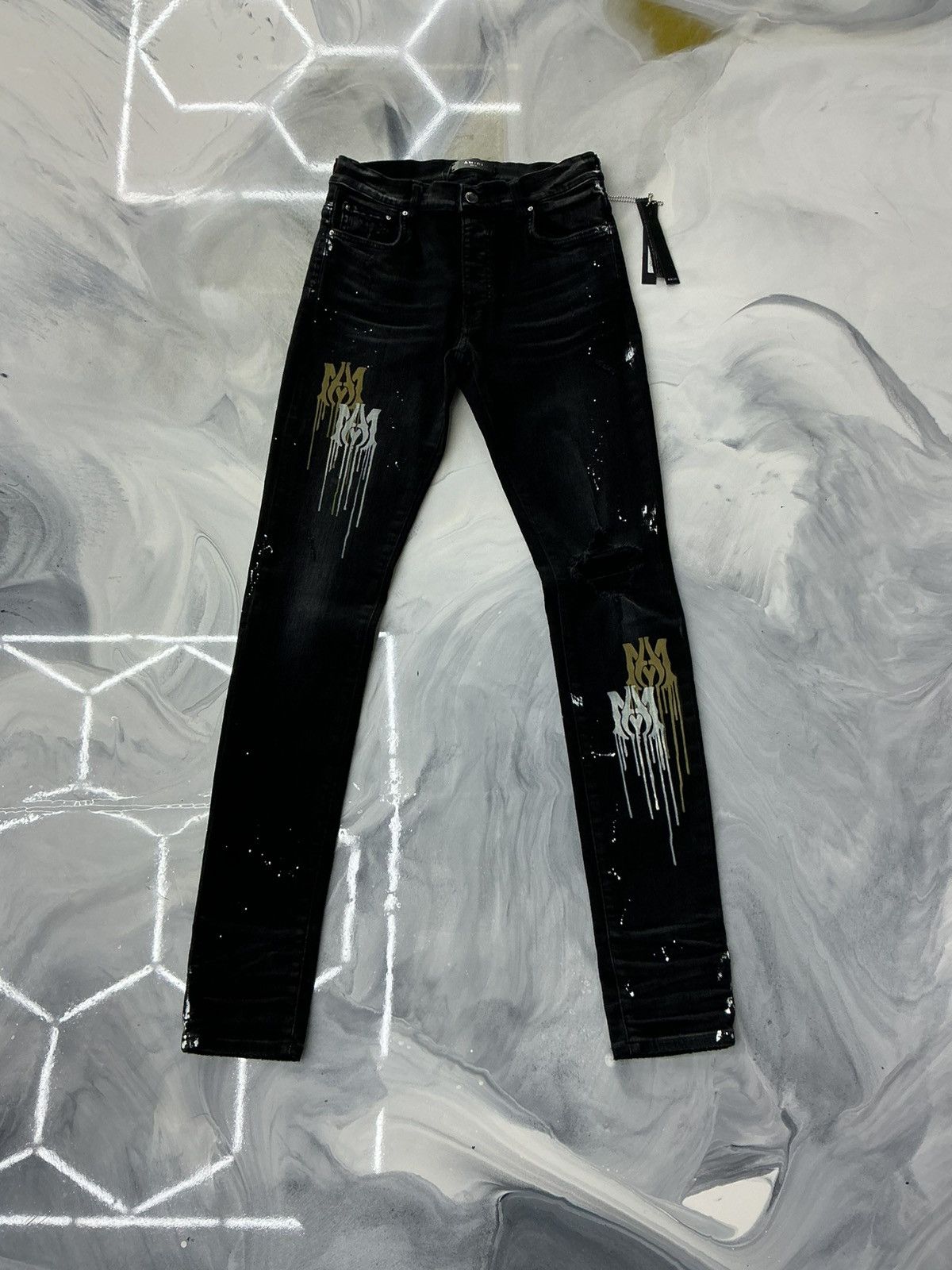 Amiri Amiri Stencil Denim Jeans Black Size 31 Size US 31 - 1 Thumbnail