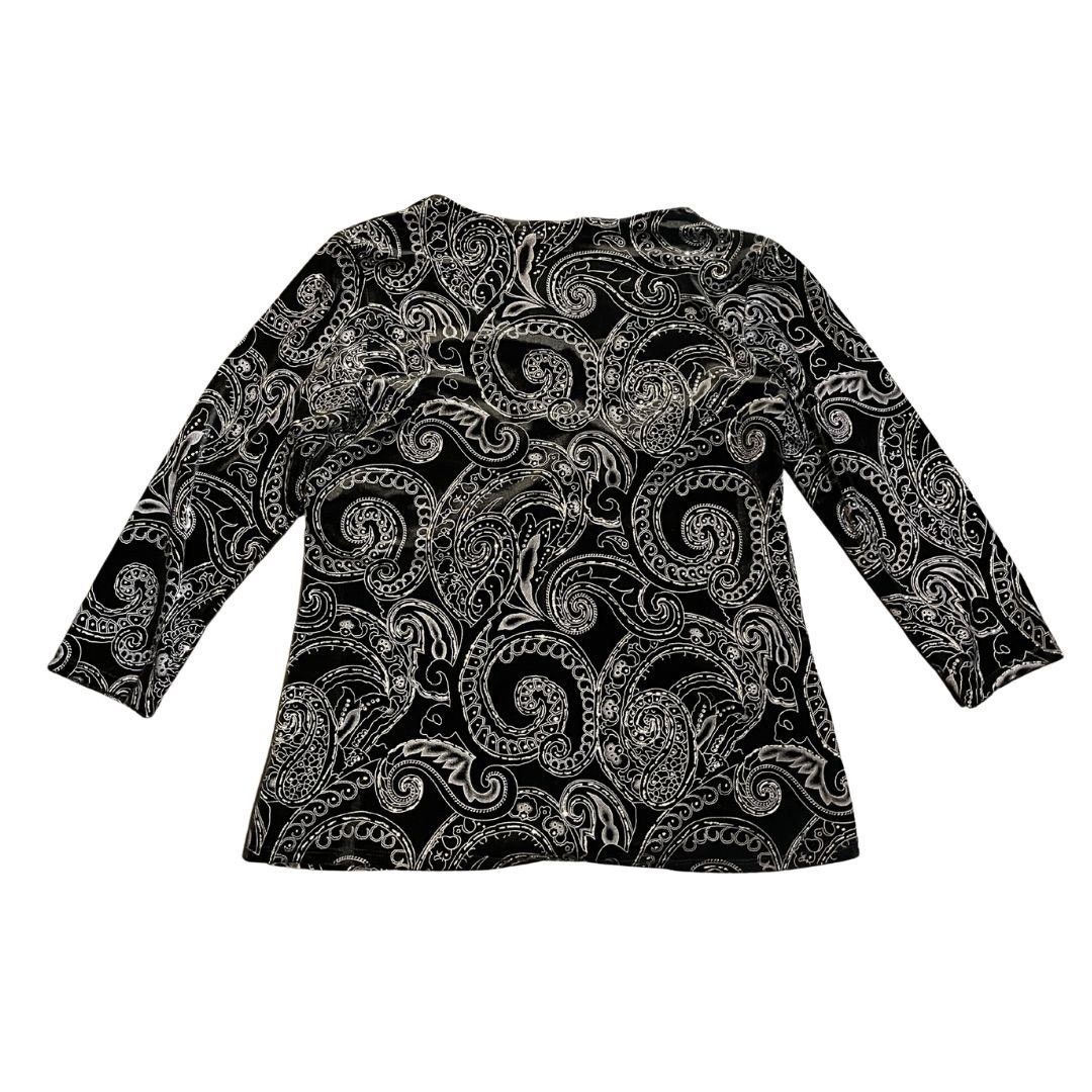 Other Notations Velvet Silver Glitter Paisley Blouse Whimsygoth Size L / US 10 / IT 46 - 2 Thumbnail
