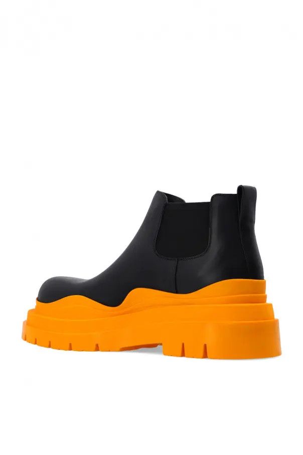 Bottega Veneta o1n1vont0125 Tire Ankle Chelsea Boots in Black & Tangerine Size US 6 / EU 39 - 5 Thumbnail