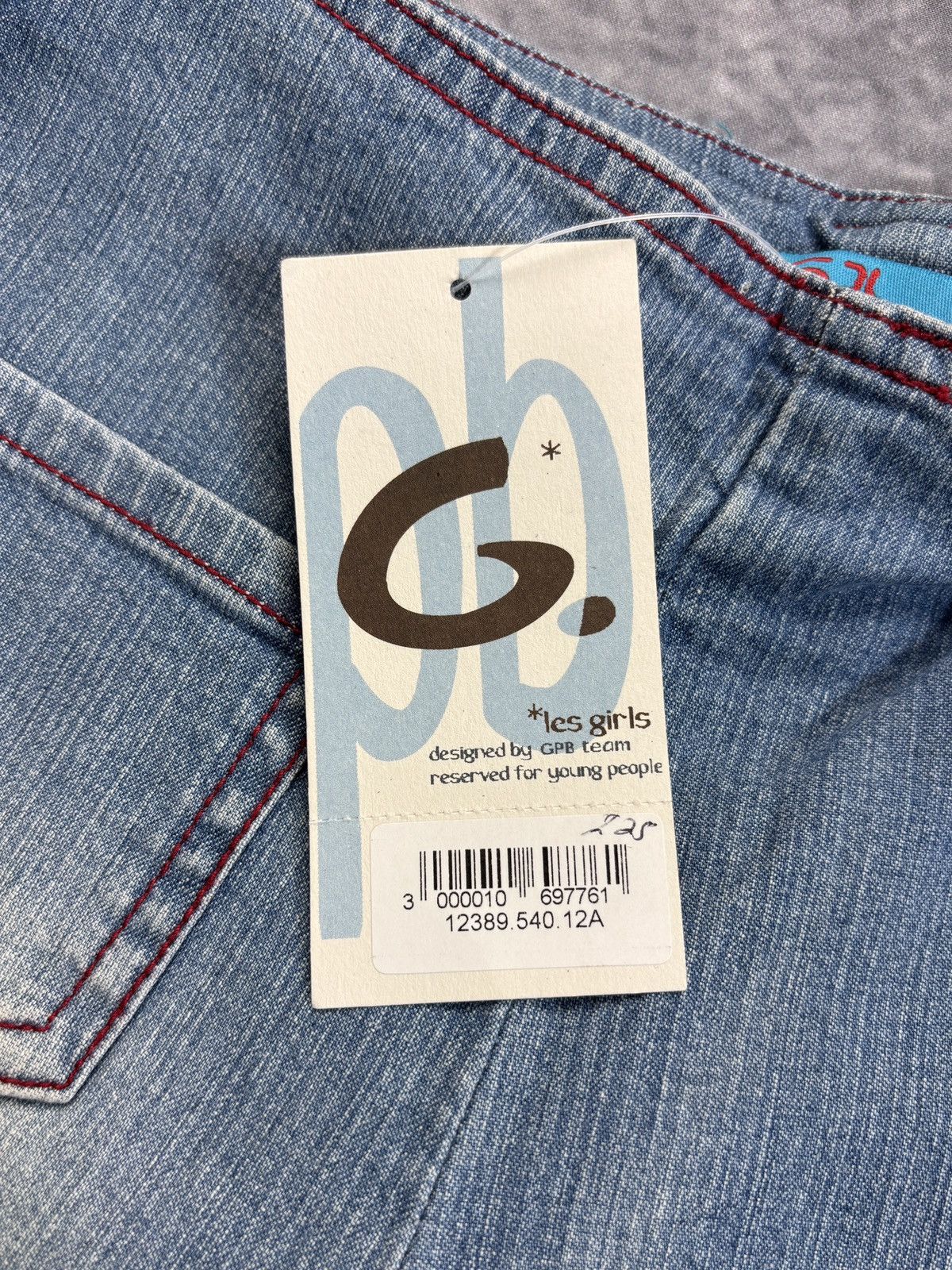 Jean × Other × Vintage NOS 2000s Jeans Belted Contrast Stitch France Y2K Low Waist Size 26" / US 2 / IT 38 - 4 Thumbnail