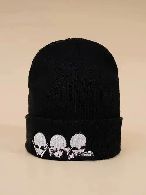 VIBE Skull Embroidered Beanie Size ONE SIZE - 1 Thumbnail