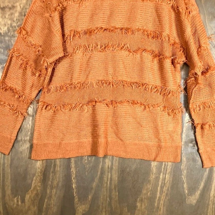 BKE VINTAGE BKE Womens Sweater Orange Fringe Mock Neck Long Sleeve Soft Knit Medium Size M / US 6-8 / IT 42-44 - 3 Thumbnail