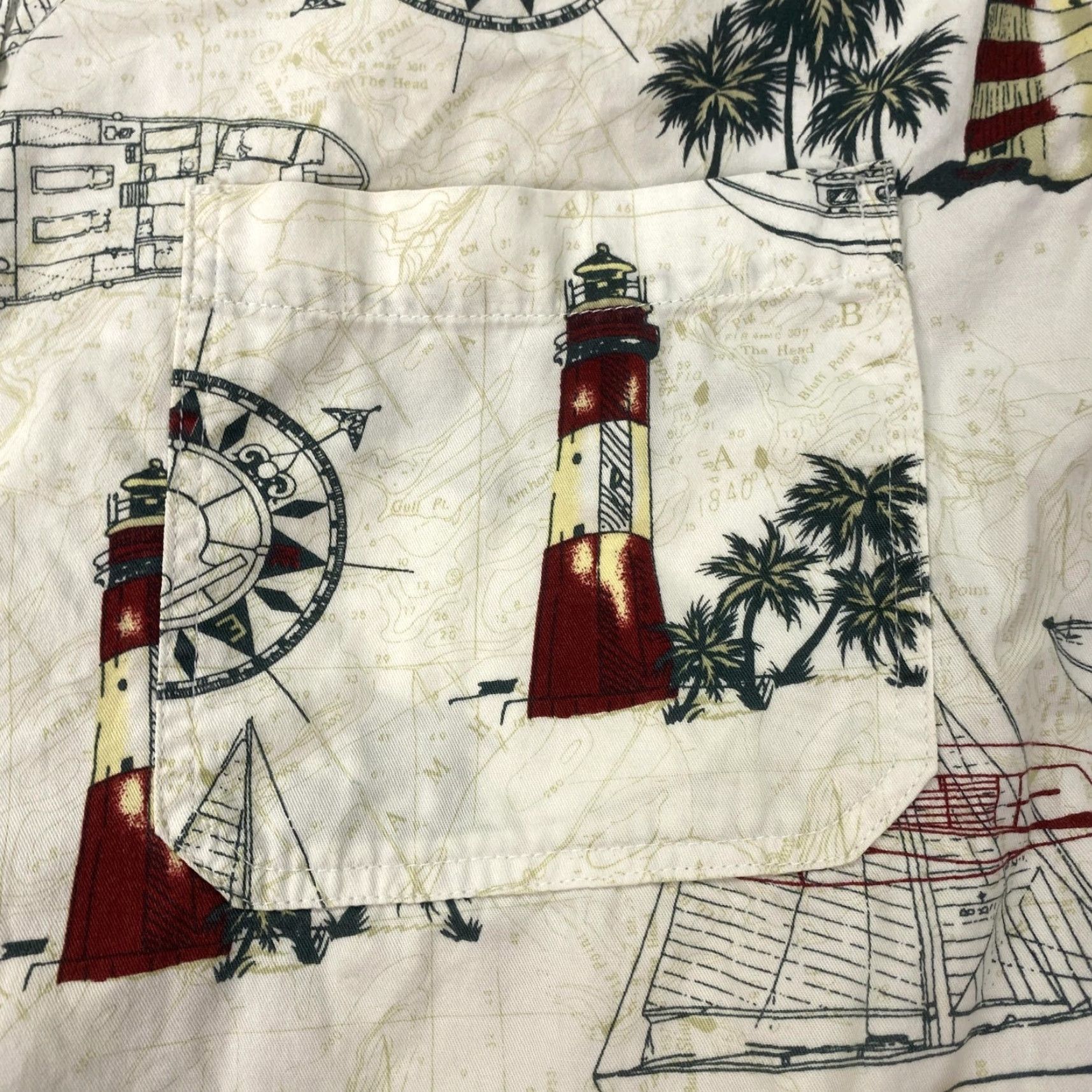 Nautica MICHAEL AUSTIN Nautical Graphic Print Button-Up Shirt Mens 2XL White Short Sleeve Size US XXL / EU 58 / 5 - 3 Thumbnail