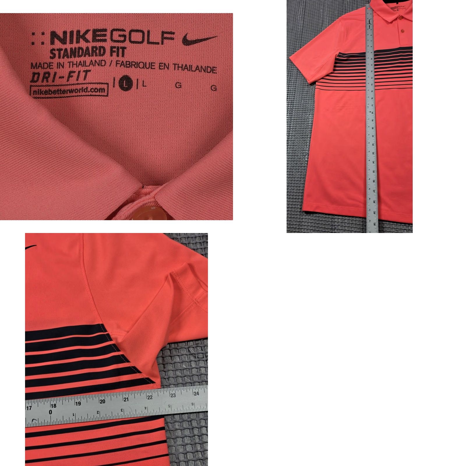 Nike Nike Dri-Fit Mobility Speed Stripe Golf Polo Shirt Mens L Orange Size US L / EU 52-54 / 3 - 8 Thumbnail