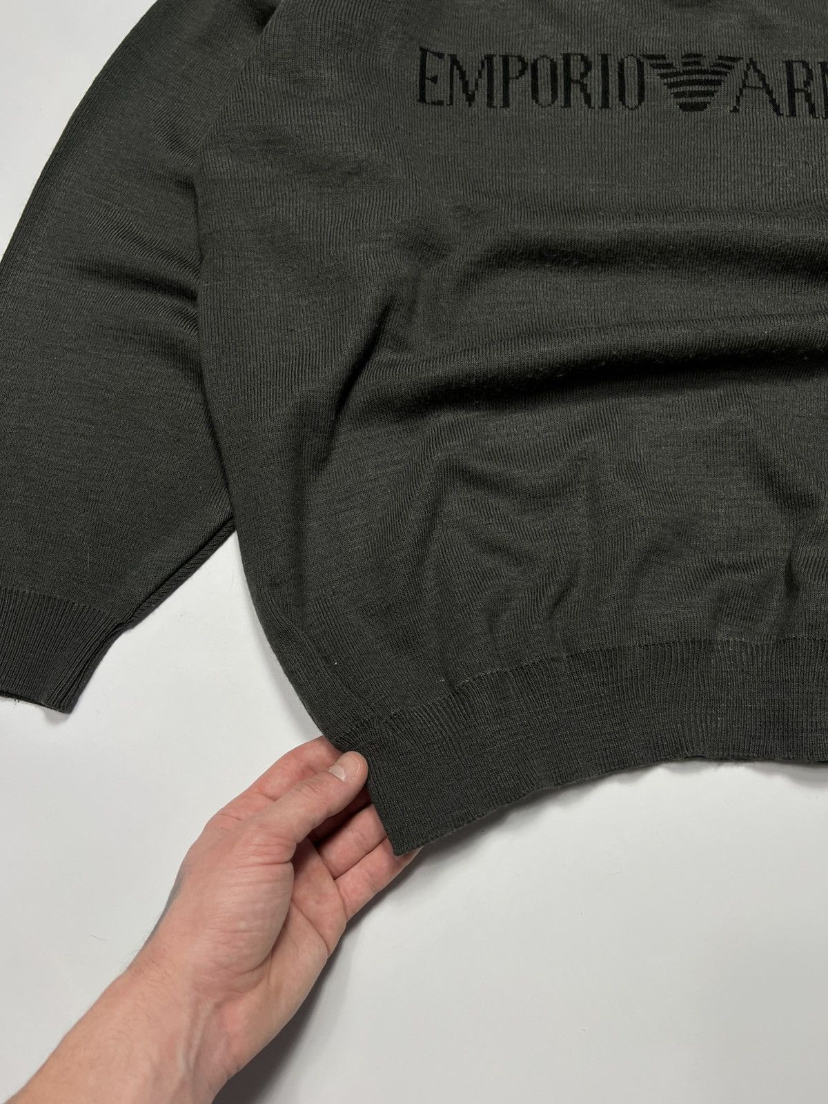 Emporio Armani Vintage Emporio Armani Oversized Wool Sweater With Big Logo Size US XL / EU 56 / 4 - 6 Thumbnail