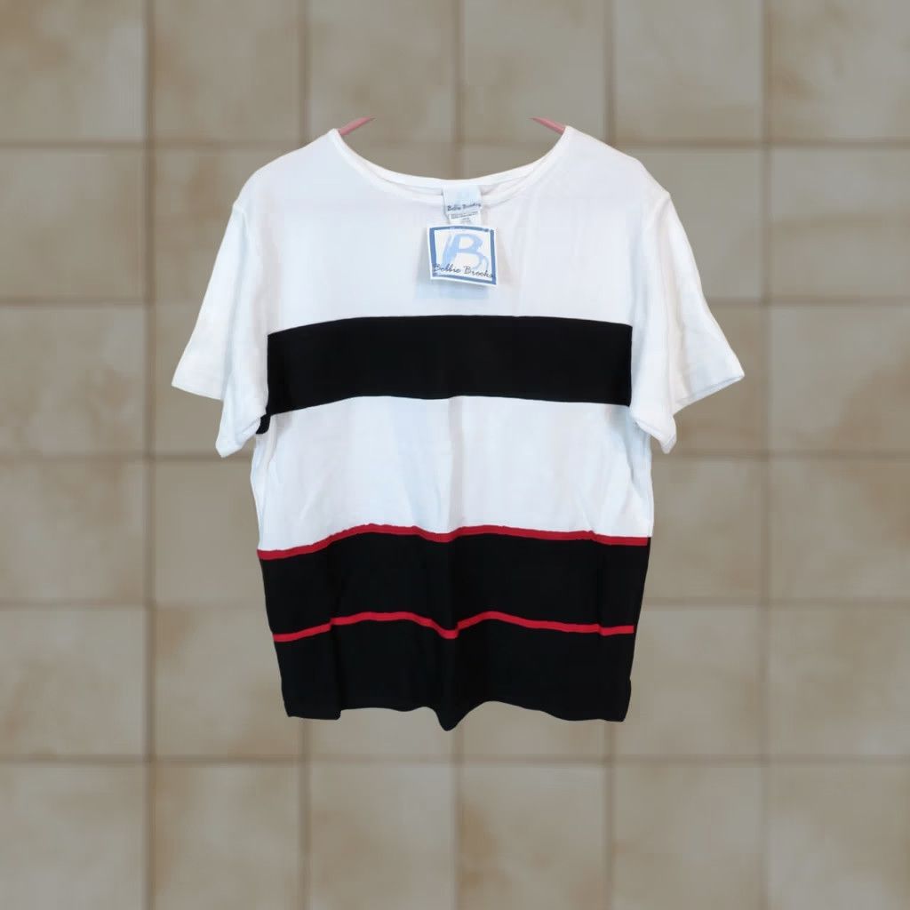Vintage VINTAGE Bobbie Brooks Shirt L Adult Black Red White Stripe with Tags Men’s/Womens? Size L / US 10 / IT 46 - 1 Thumbnail