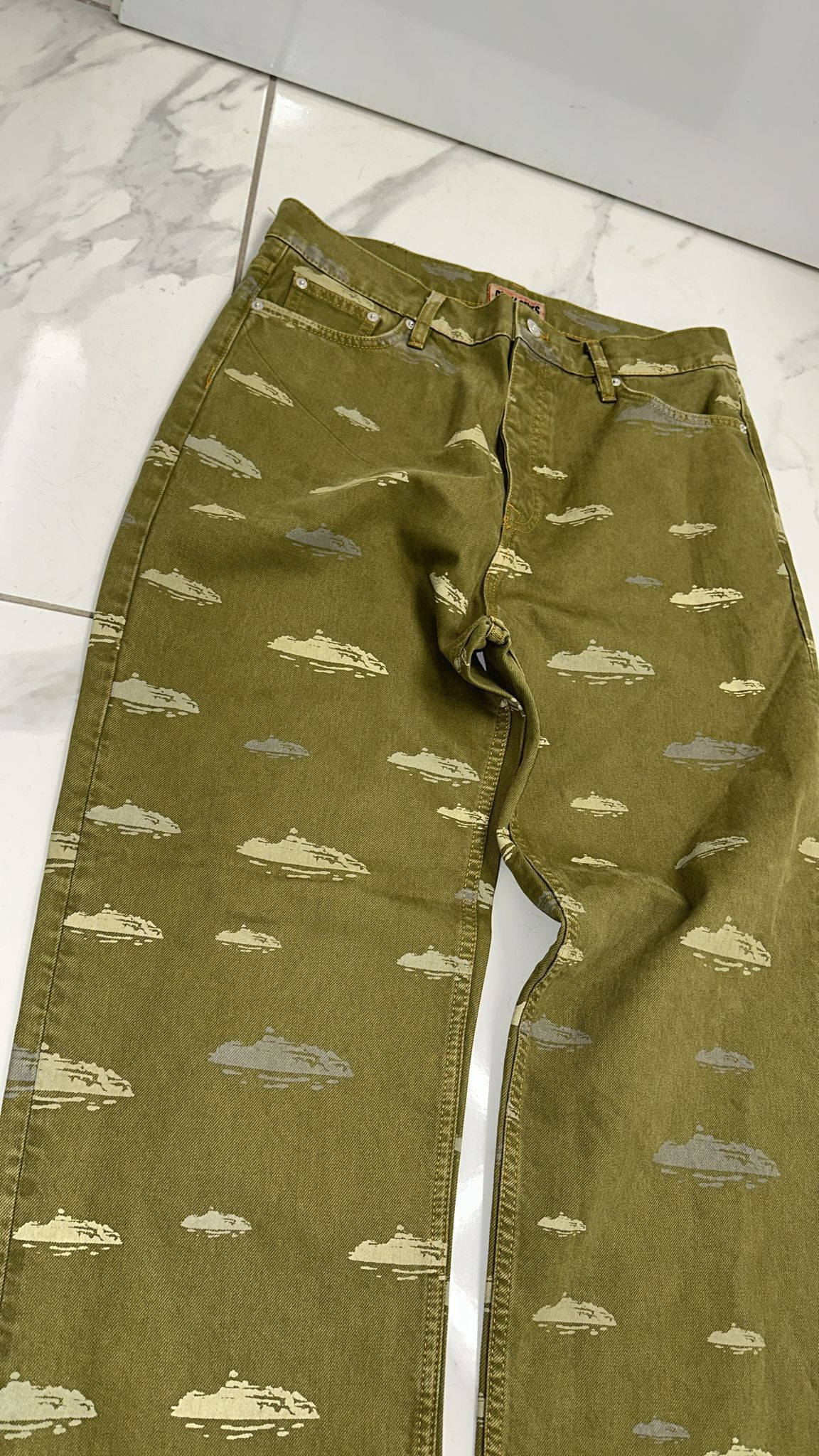 Corteiz × Vintage Corteiz FW23 Alcatraz Pattern Denim Jeans Khaki Large Size US 34 / EU 50 - 3 Thumbnail