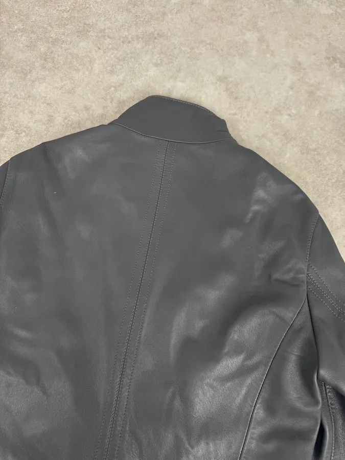 Emporio Armani SS2014 Emporio Armani Asymmetrical Petrol Grey Leather Jacket Size XS / US 0-2 / IT 36-38 - 8 Thumbnail