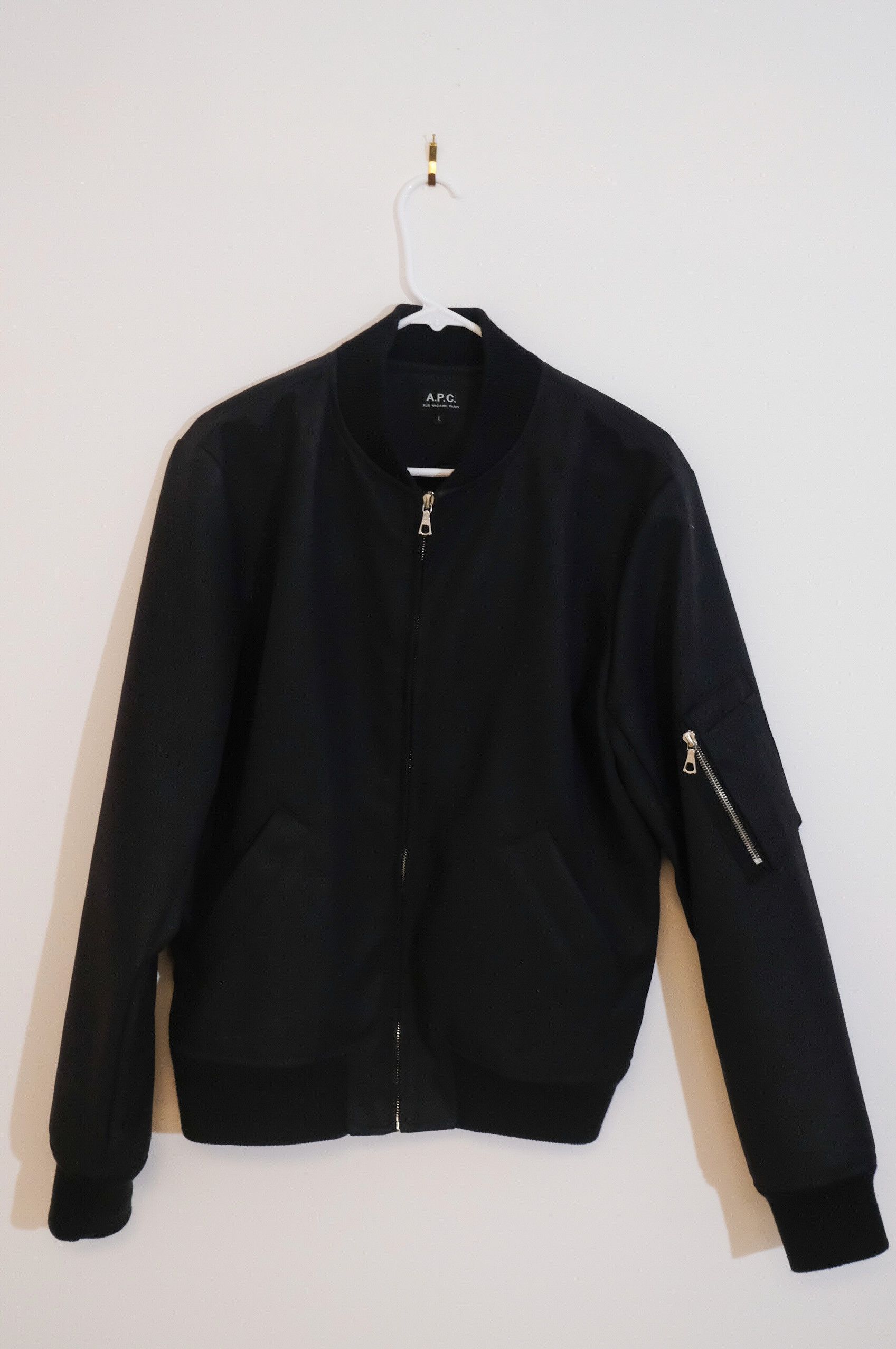 image of A P C Bomber Jacket in Black, Men's (Size Large)