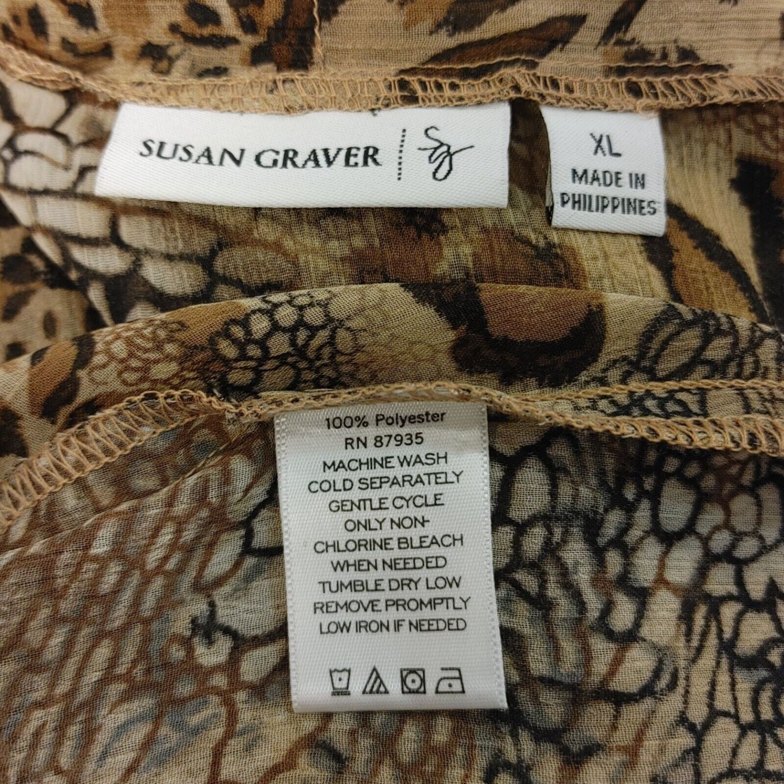 Other Susan Graver Women's Brown Cheetah Print Sheer Sleeveless Wr Size XL / US 12-14 / IT 48-50 - 5 Thumbnail