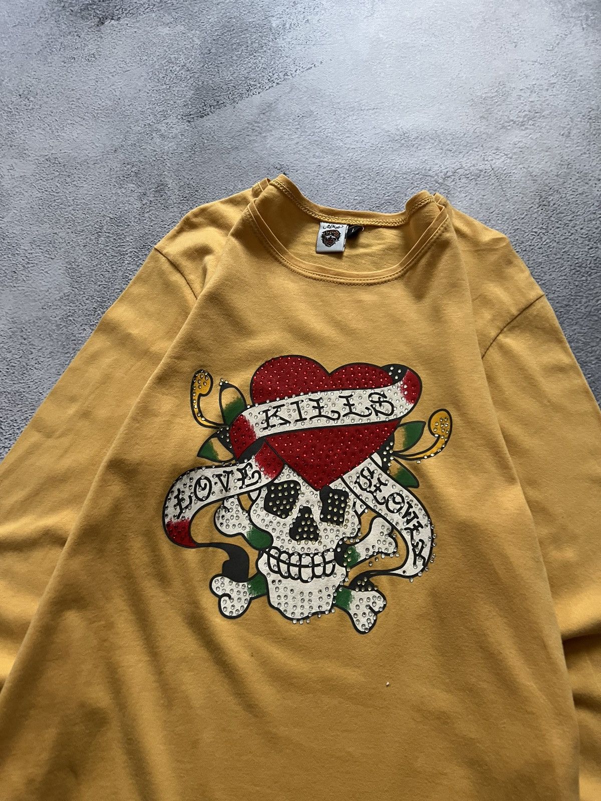 Christian Audigier × Ed Hardy × Vintage Vintage Y2k Skull ☠️❤️‍🩹 Ed Hardy Long Sleeve 00’s Size L / US 10 / IT 46 - 4 Thumbnail