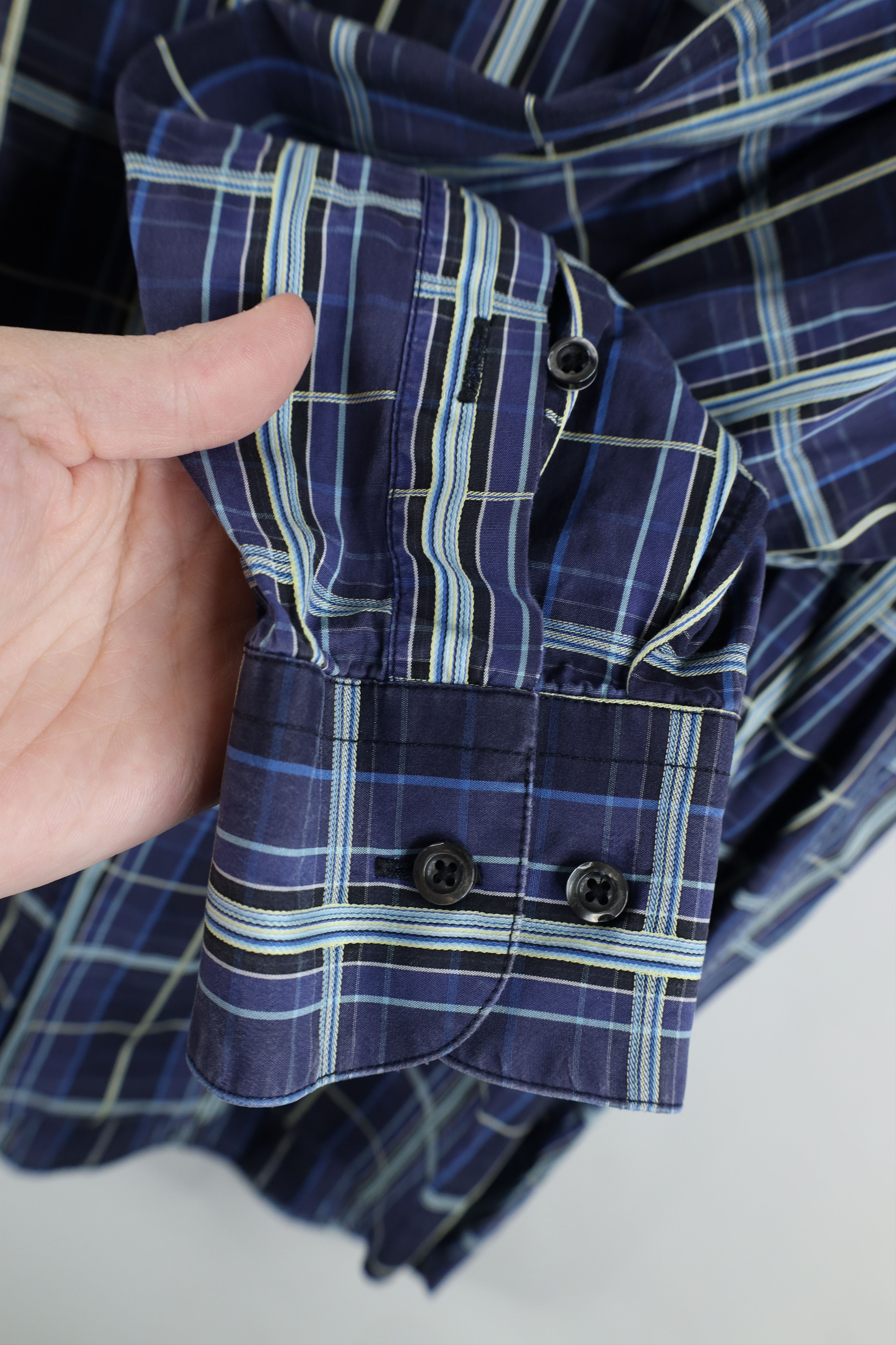 Canali × Vintage Canali Long Sleeve Collared Button Down Shirt Blue Plaid Size US M / EU 48-50 / 2 - 4 Thumbnail