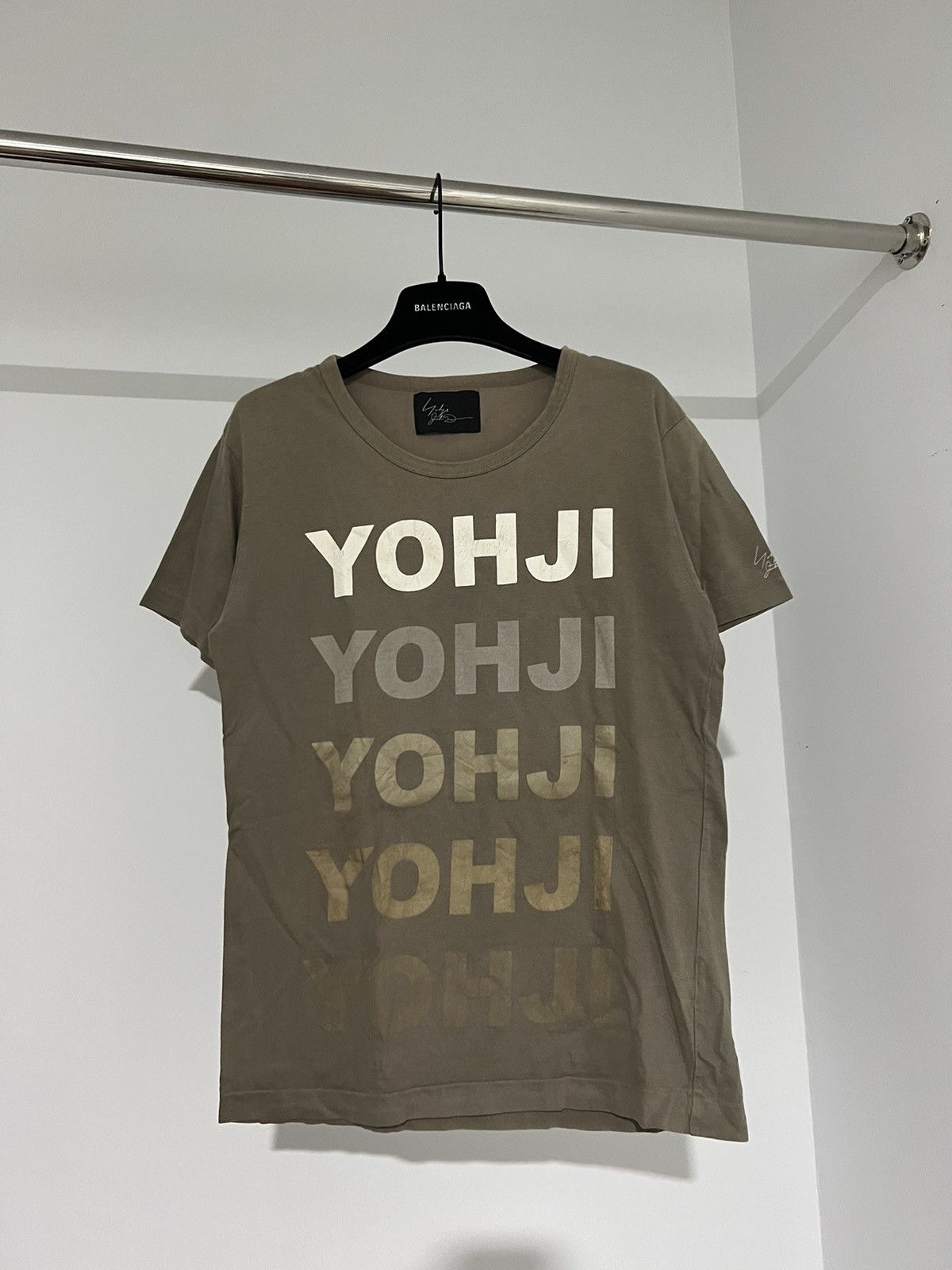 Image of Vintage x Yohji Yamamoto Sunfade Tee Shirt in Khaki, Men's (Size Small)