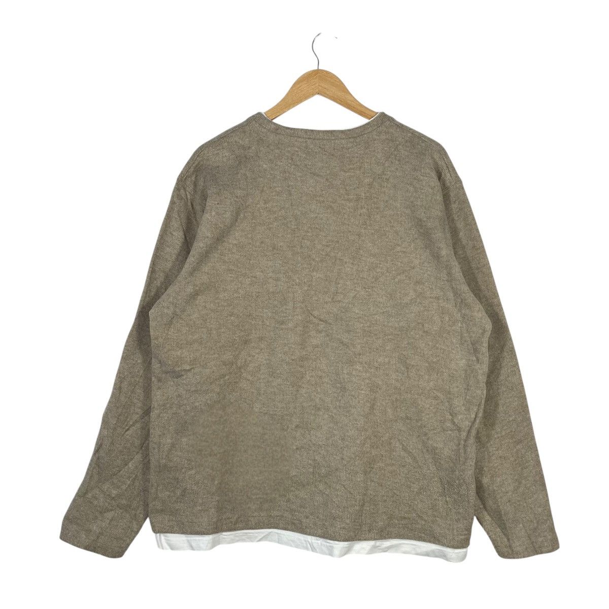 Beams Plus Beams Heart Layered Knit Sweater Beige Minimal Japanese Size US XL / EU 56 / 4 - 4 Thumbnail