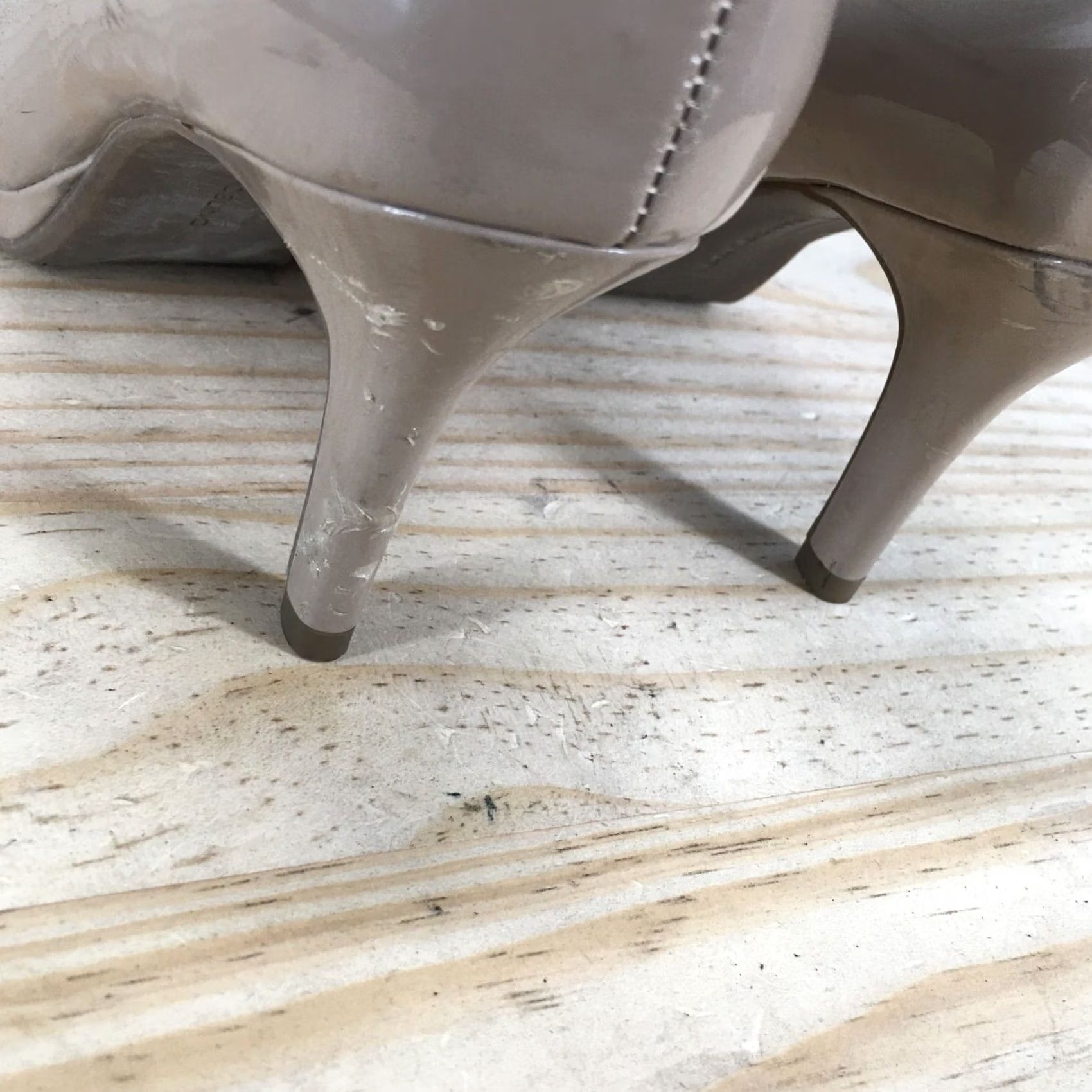Vintage Bandolino Heels Womens 7.5 M Rainaa Pump Peep Toe Slip On Beige Faux Leather Size US 8 / IT 38 - 6 Thumbnail