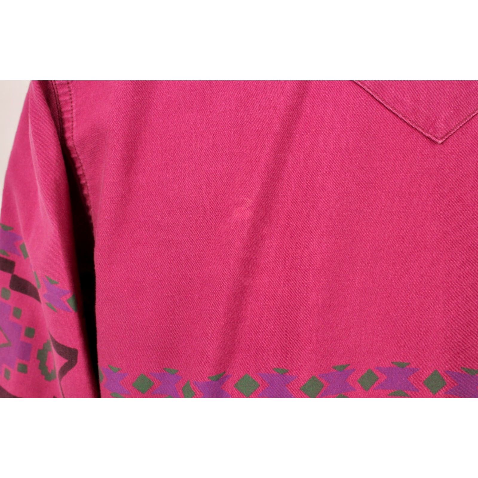 Vintage VINTAGE Men's VTG 90s Maroon / Purple Western Shirt Sz L 1990s Aztec Print Mens Size US L / EU 52-54 / 3 - 6 Thumbnail