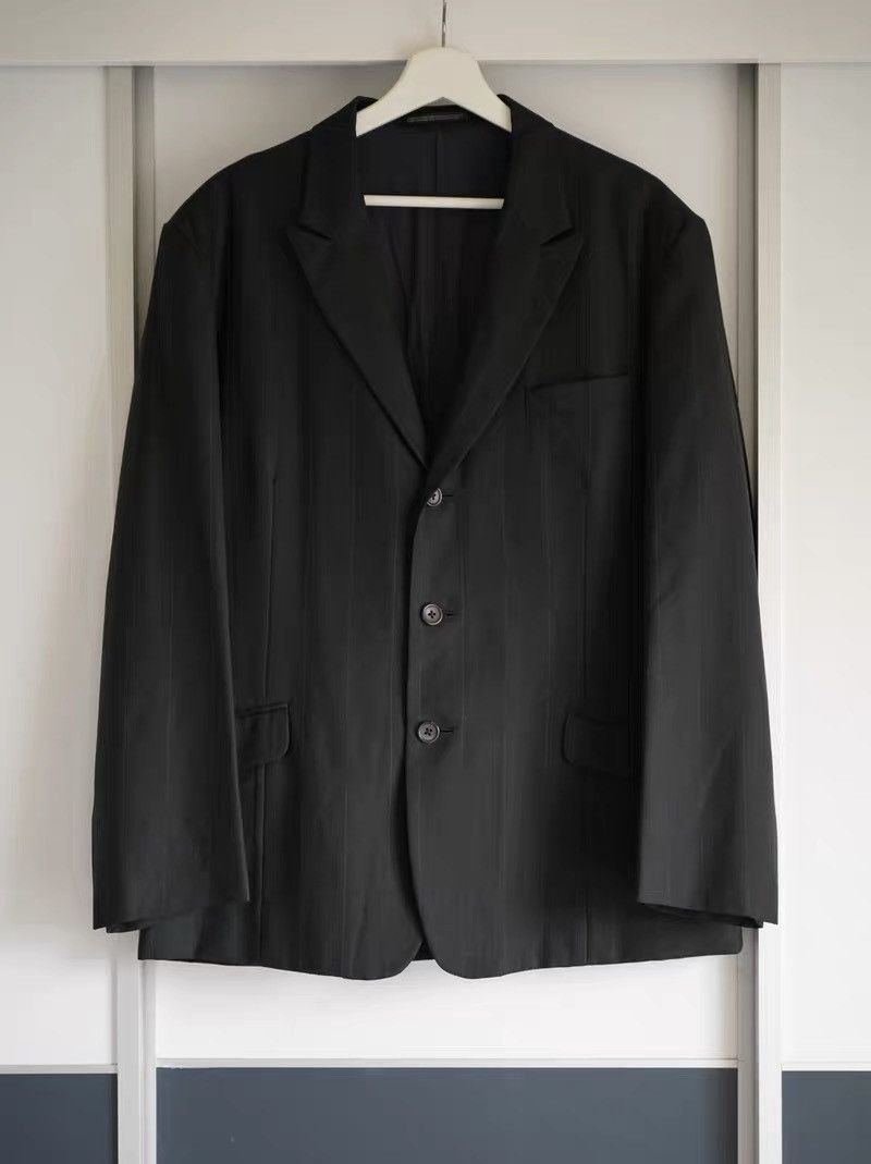 Yohji Yamamoto Yohji Yamamoto 95AW Rokumeikan Blue Jade Stripe Blazer Size 38S - 1 Thumbnail