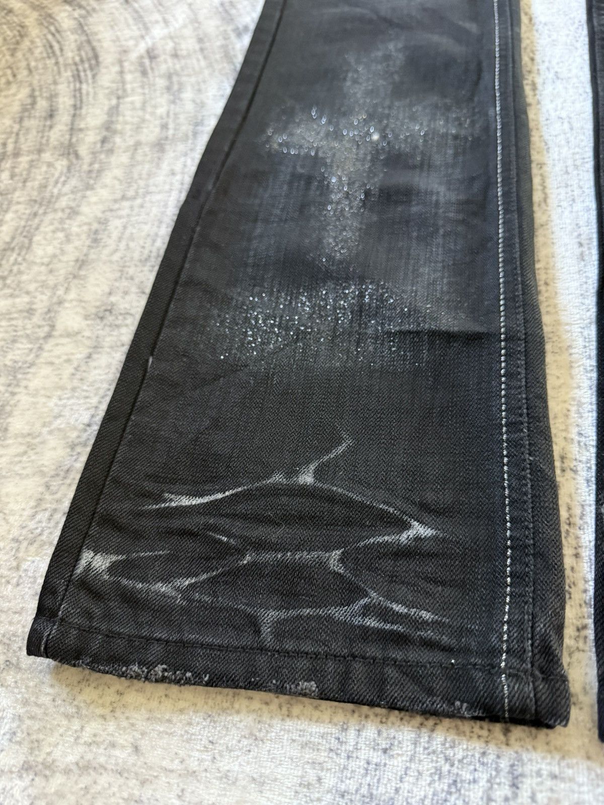 If Six Was Nine Lagust Japan Black Goth Cross Glitter Wax Coated Jeans Size US 28 / EU 44 - 10 Thumbnail