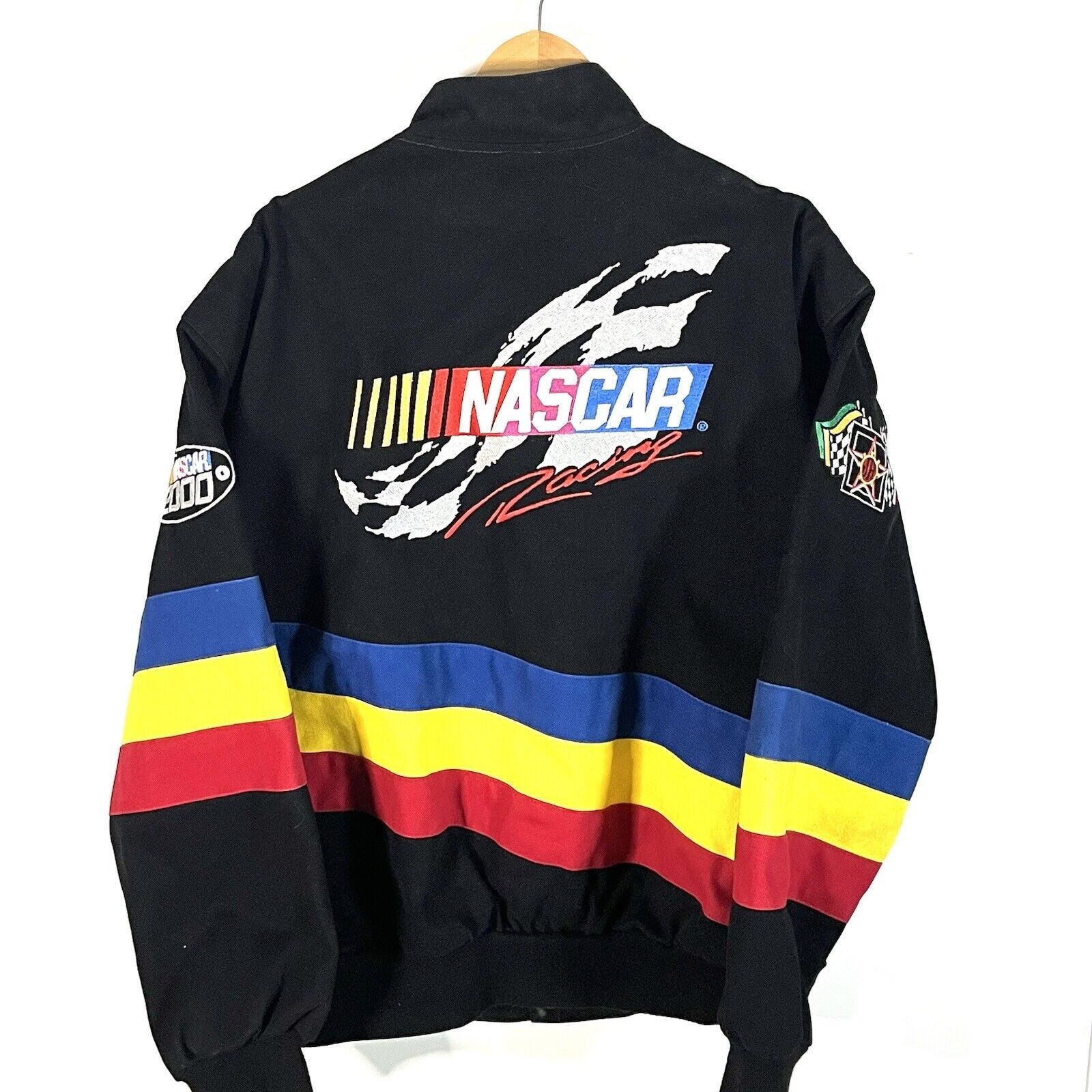 Image of Hype x Jh Design VTG 1990’S Jh Designs Nascar Bomber Jacket XL Made In Usa in Black, Men's