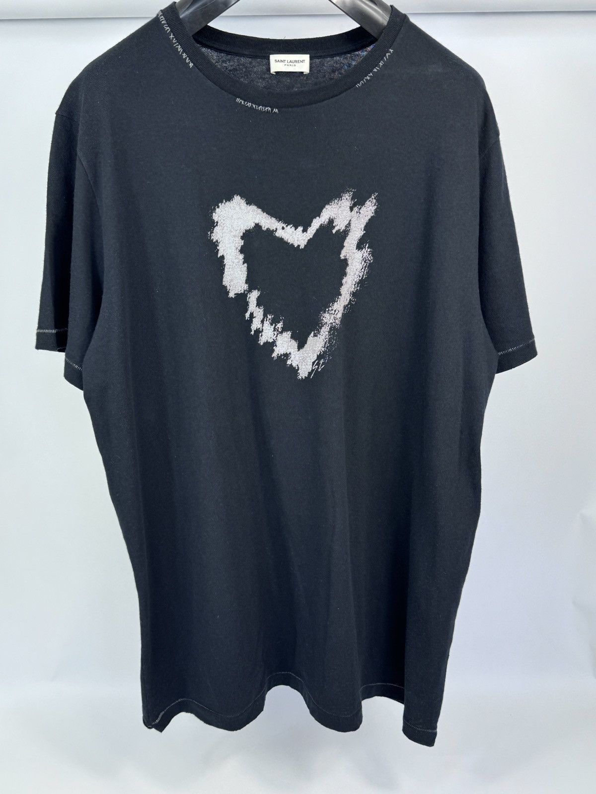MUSINSA | SAINT LAURENT Women's Logo Heart Short Sleeve T