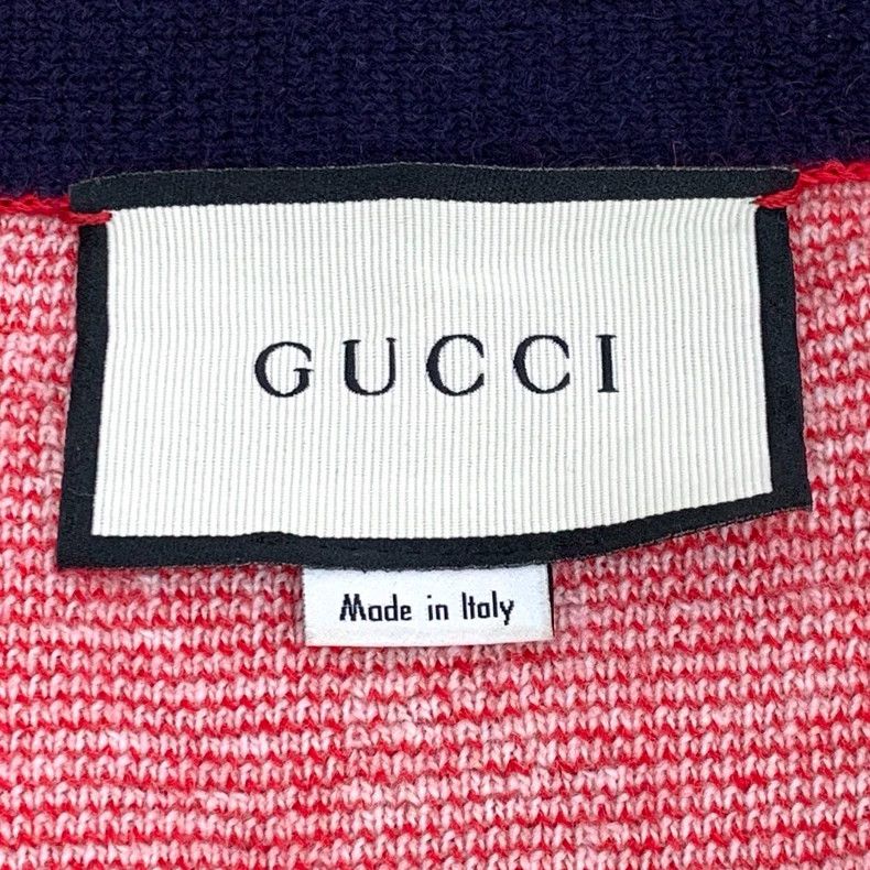 Gucci Gucci Red logo jacquard full-print wool V-neck single-brea Size S / US 4 / IT 40 - 5 Thumbnail