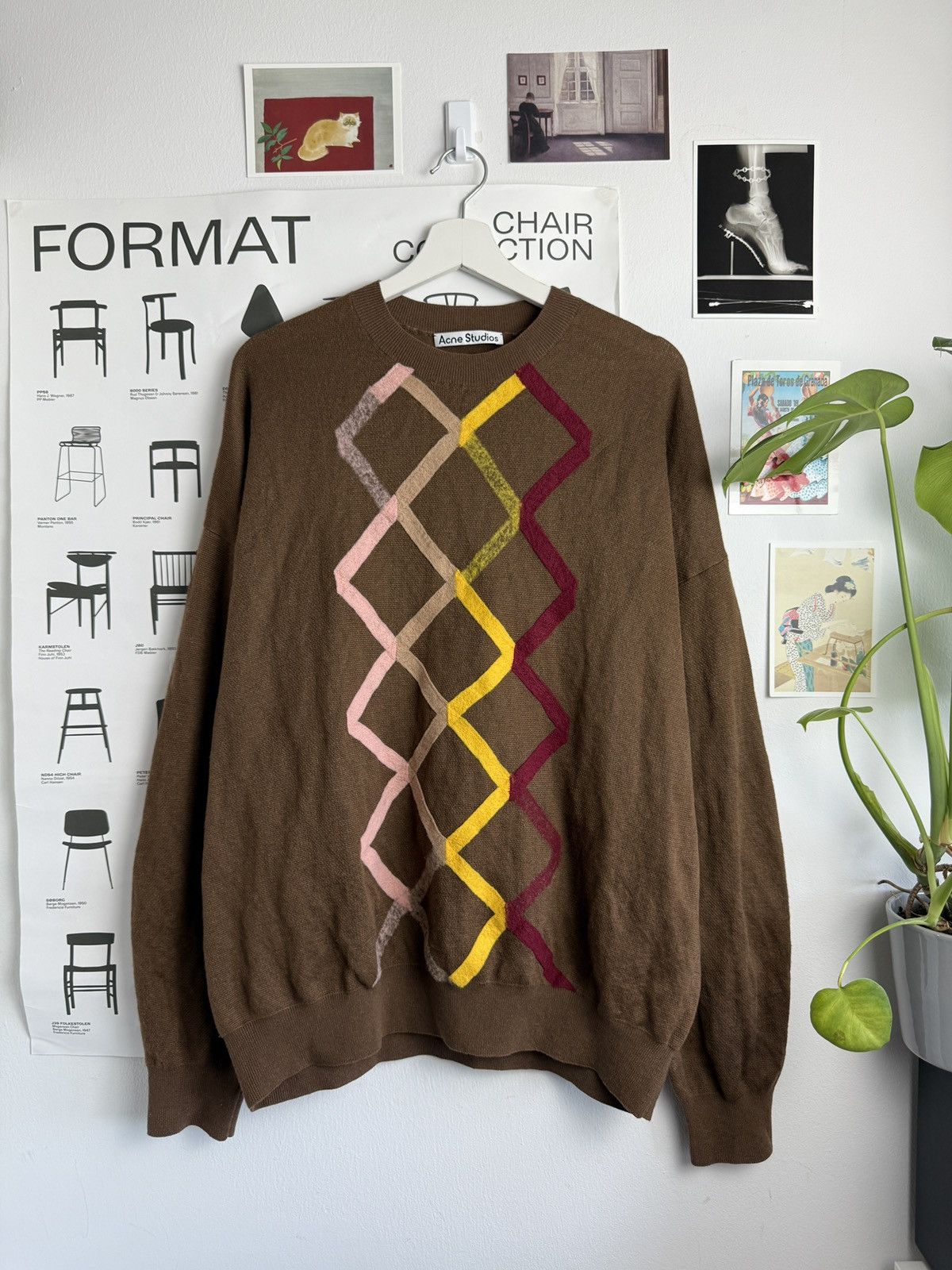 Acne Studios brown merino wool sweater M designer luxury y2k