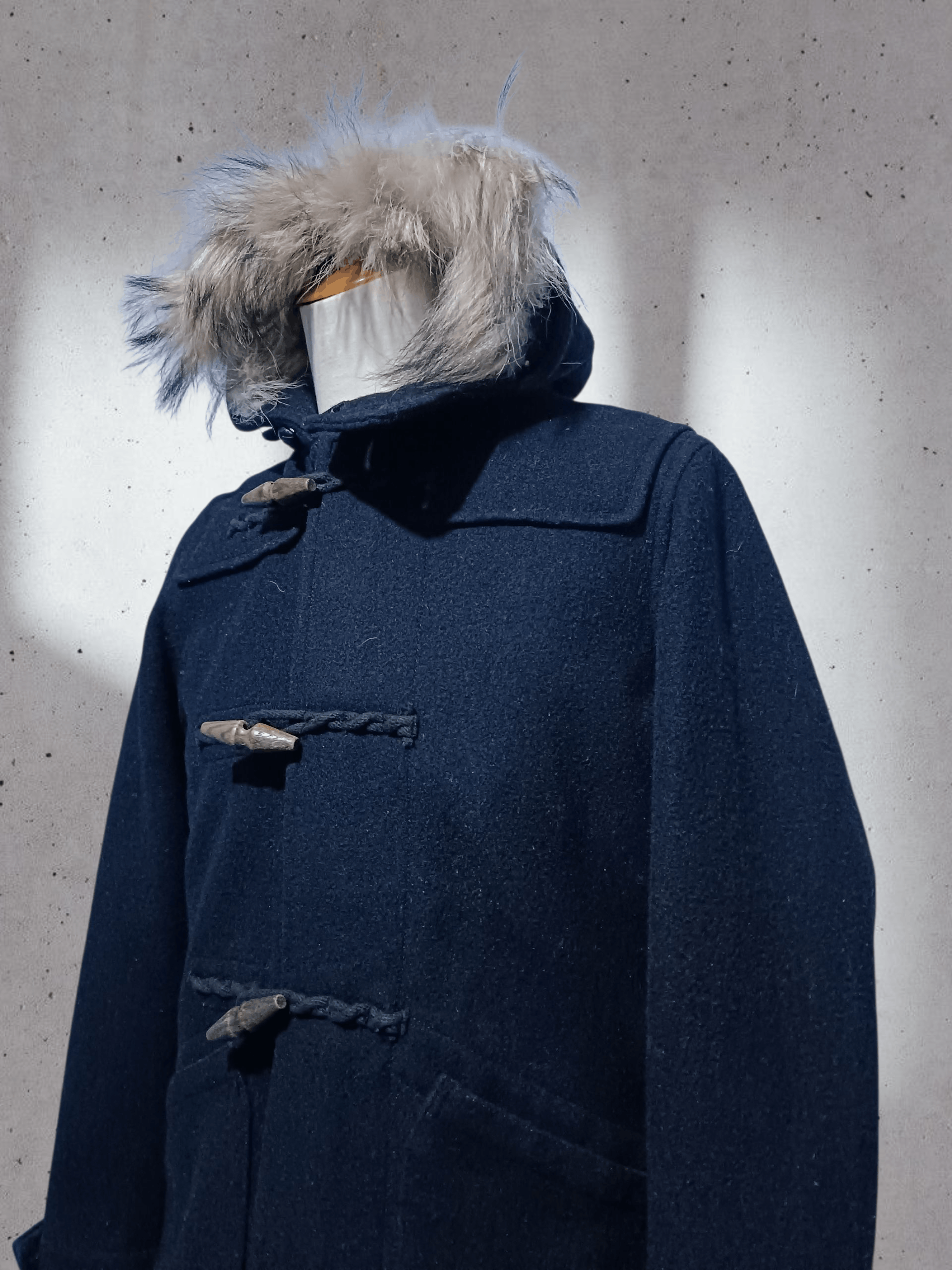 Japanese Brand Japanese Brand Wool Duffle Coat Fur Hoodie Jacket Size US M / EU 48-50 / 2 - 2 Thumbnail