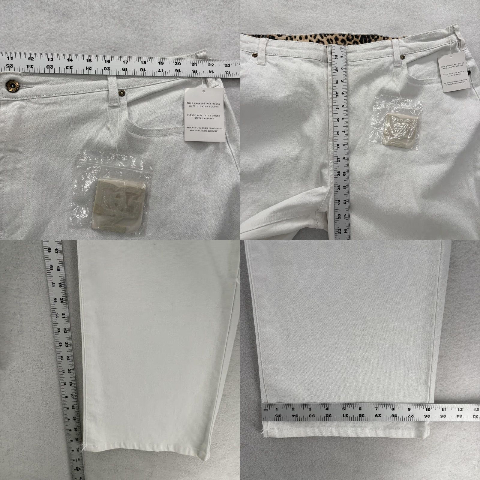 Denime DG2 by Diane Gilman Rhinestone Straight Jeans Womens 22W White Stretch Denim Jeans Size 40" / US 18 - 8 Thumbnail