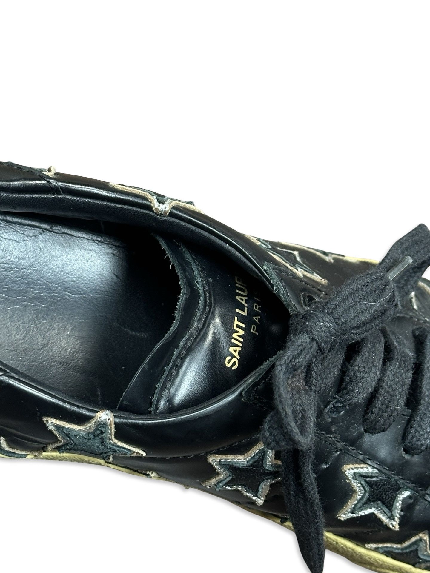 Yves Saint Laurent YSL distressed star low top leather shoes Size US 7 / EU 40 - 4 Thumbnail