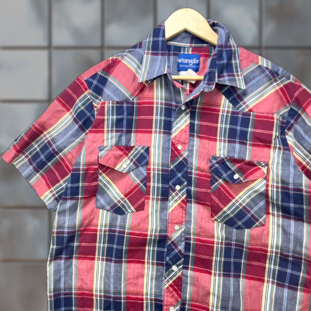 Wrangler VINTAGE Wrangler Pro Snap Short Sleeve Western Plaid Shirt L Size US L / EU 52-54 / 3 - 1 Thumbnail