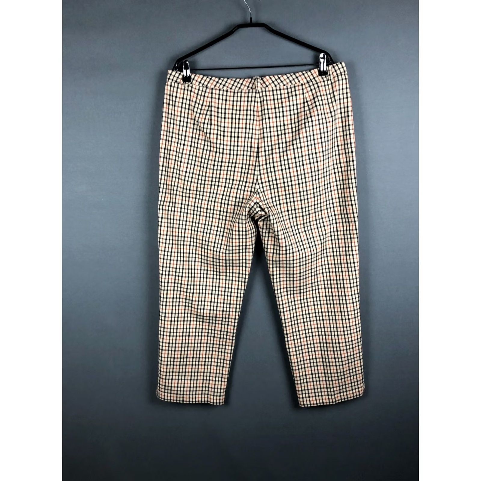 DAKS Daks London Women's Pants Check Beige Cotton Elastane 20 Regular Chino Straight Pocket Belt Loops Vintage: No Release Size 42" / US 20 - 2 Thumbnail