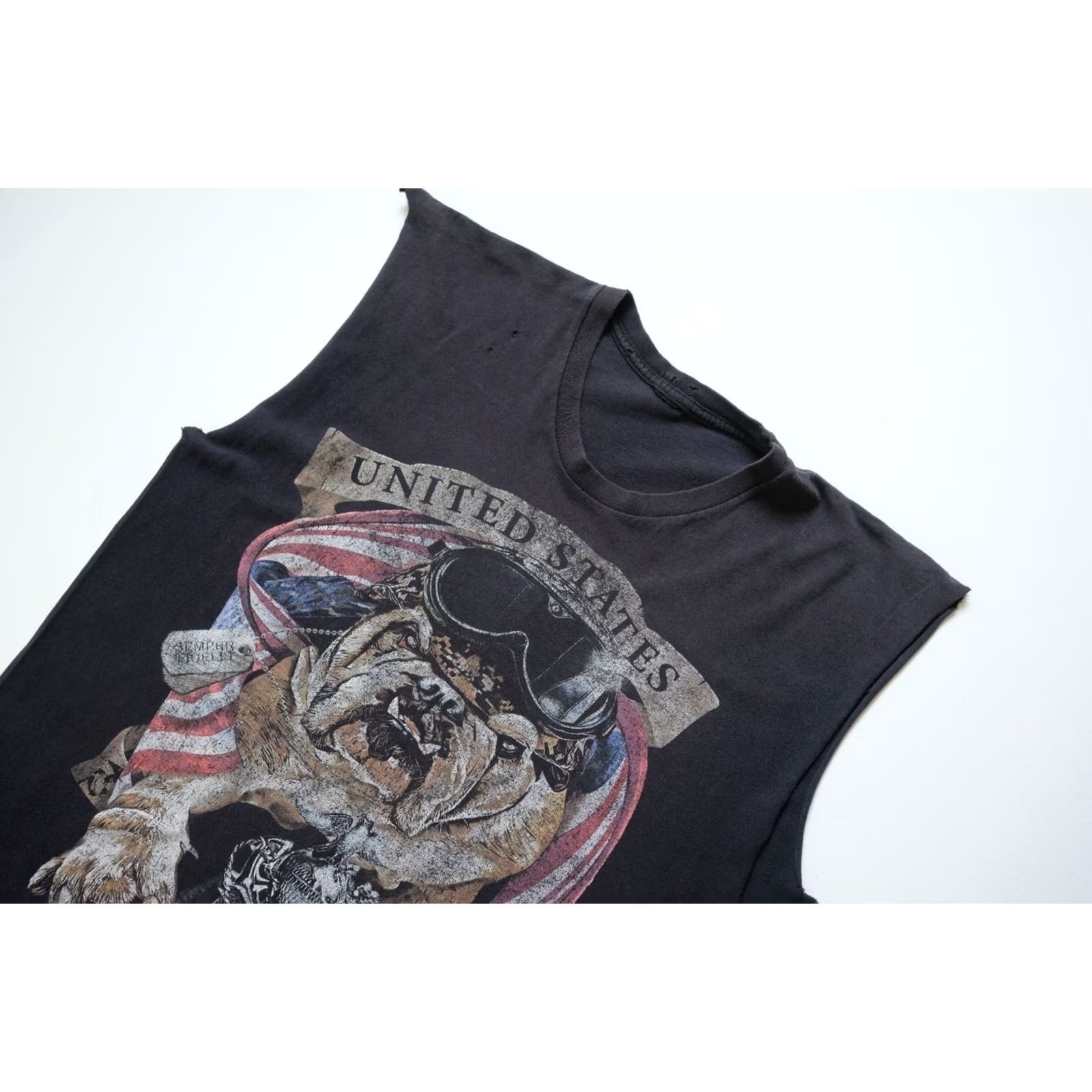 Fruit Of The Loom USMC GRAPHIC FADED SLEEVELESS BLACK T SHIRT L Size US L / EU 52-54 / 3 - 5 Thumbnail