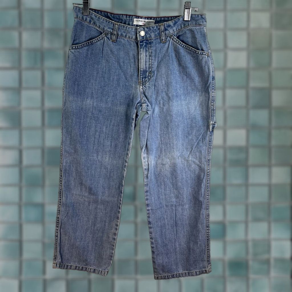 Tommy Hilfiger VINTAGE Tommy Hilfiger Carpenter Capri Denim Jeans Womens 4 Flag Pocket Streetwear Capris Size 27" / US 4 / IT 40 - 1 Thumbnail