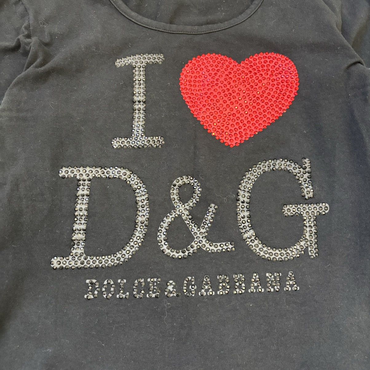 Dolce & Gabbana “I ❤️ D&G” Studded Bejewelled Top Size S / US 4 / IT 40 - 2 Thumbnail
