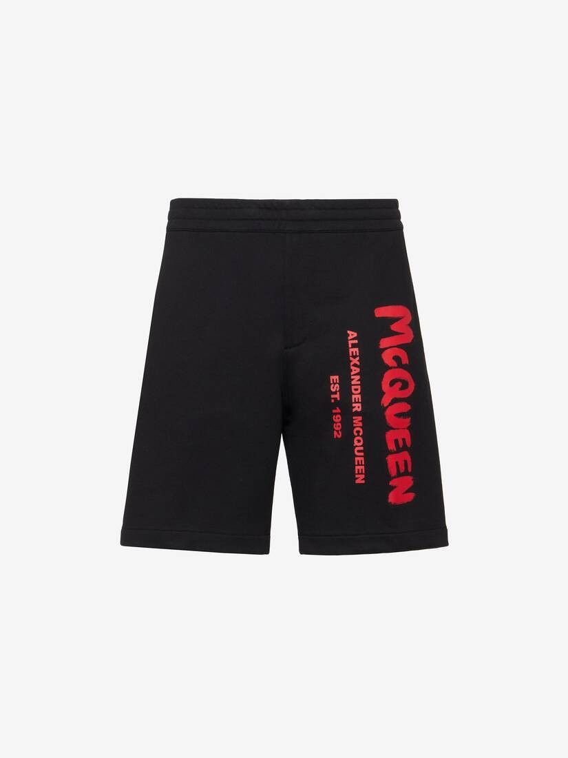 Alexander McQueen o1srvl11e0226 McQueen Graffiti Shorts In Black Size US 30 / EU 46 - 1 Thumbnail